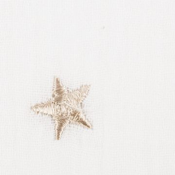 SCHÖNER LEBEN. Stoff Musselin Stoff Double Gauze STARS Stickerei Sterne Mond weiß 1,35m Br, allergikergeeignet