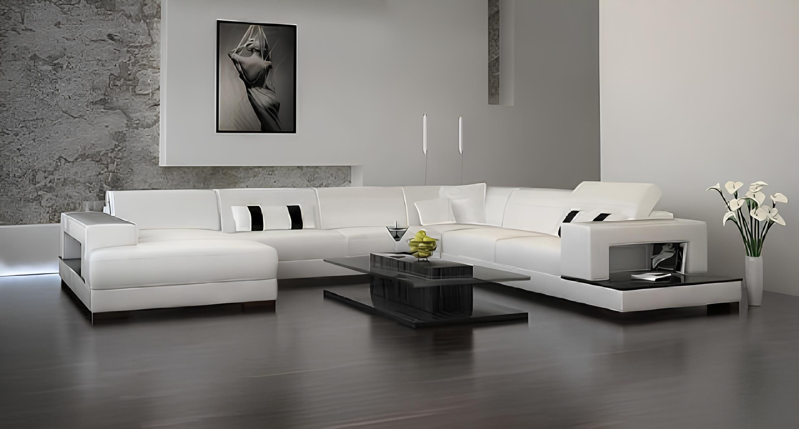 Xlmoebel Wohnlandschaft Designer Ledersofa mit USB-Anschluss und modernem Design, Hergestellt in Europa