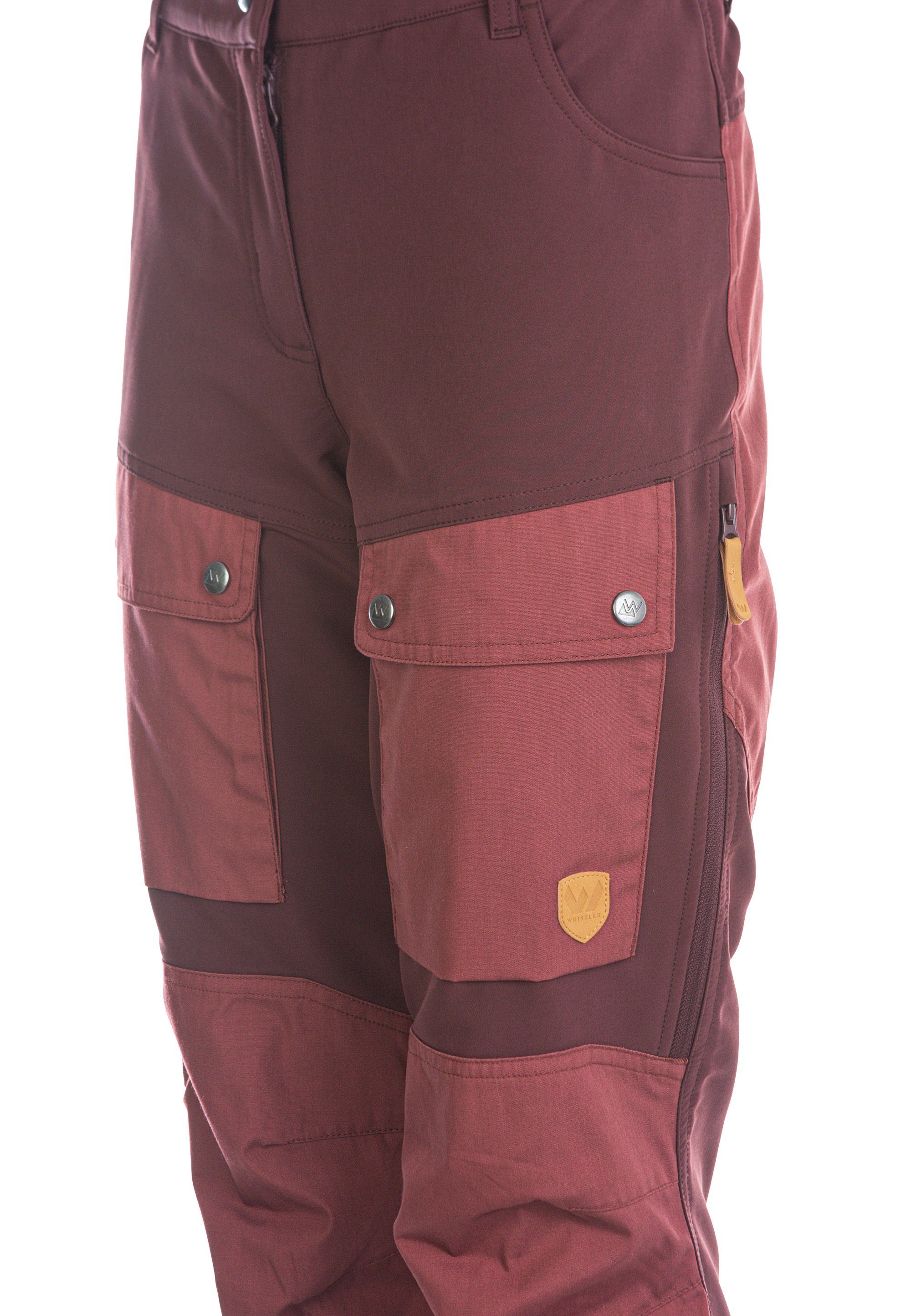 atmungsaktivem dunkelrot Anissy Softshellhose mit Material WHISTLER