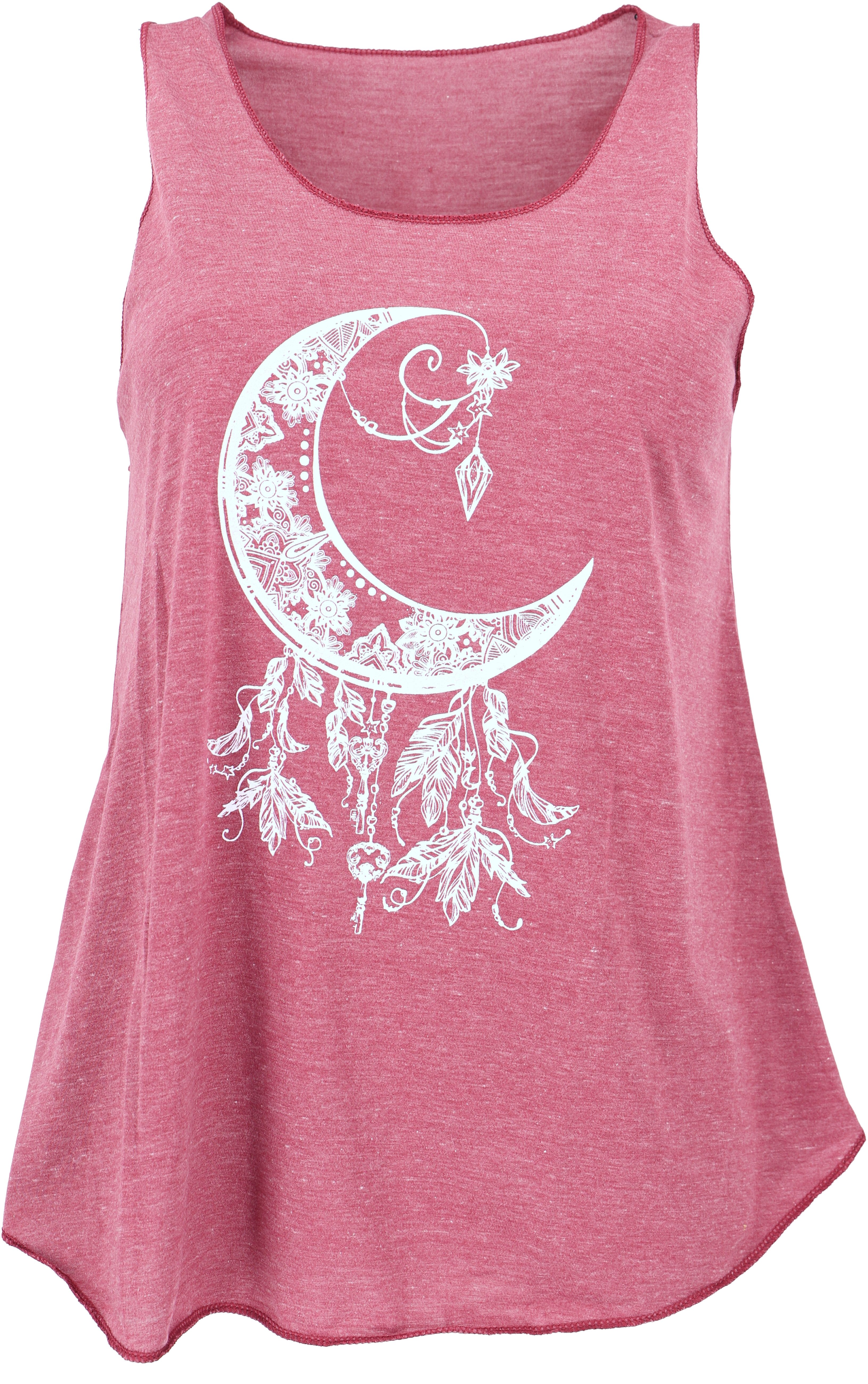 Guru-Shop T-Shirt Tanktop mit Ethnodruck, Mond Yogatop - malve Festival, Ethno Style, Hippie, alternative Bekleidung