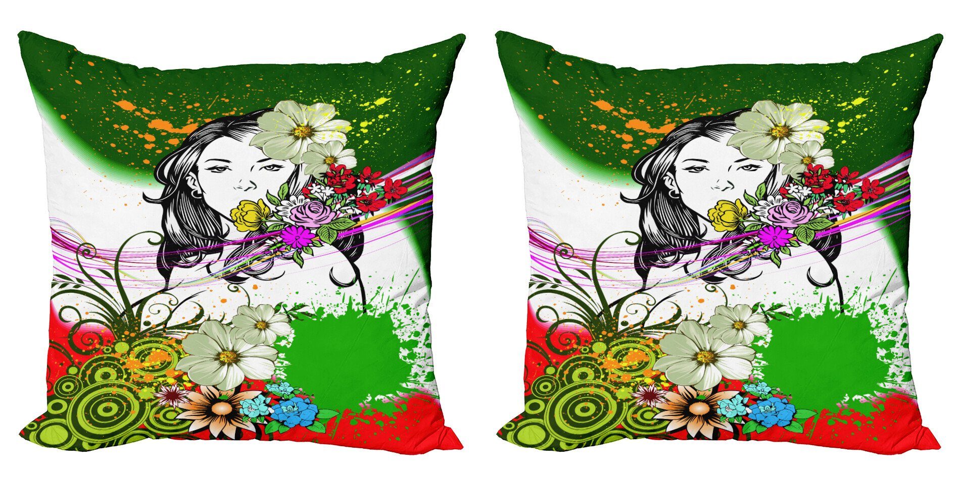 Blumen Abakuhaus Stück), Modern Kissenbezüge Doppelseitiger (2 Tropische Accent Blumen-Spiralen Digitaldruck,