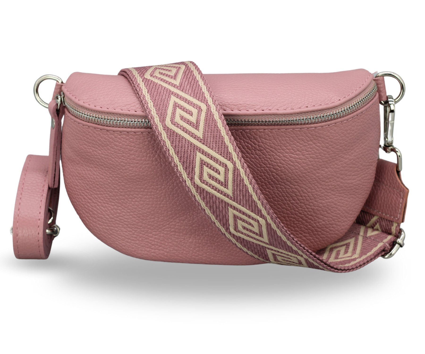 Gürteltasche Bauchtasche Damen Leder Altrosa, Umhängetasche, Echtes Leder