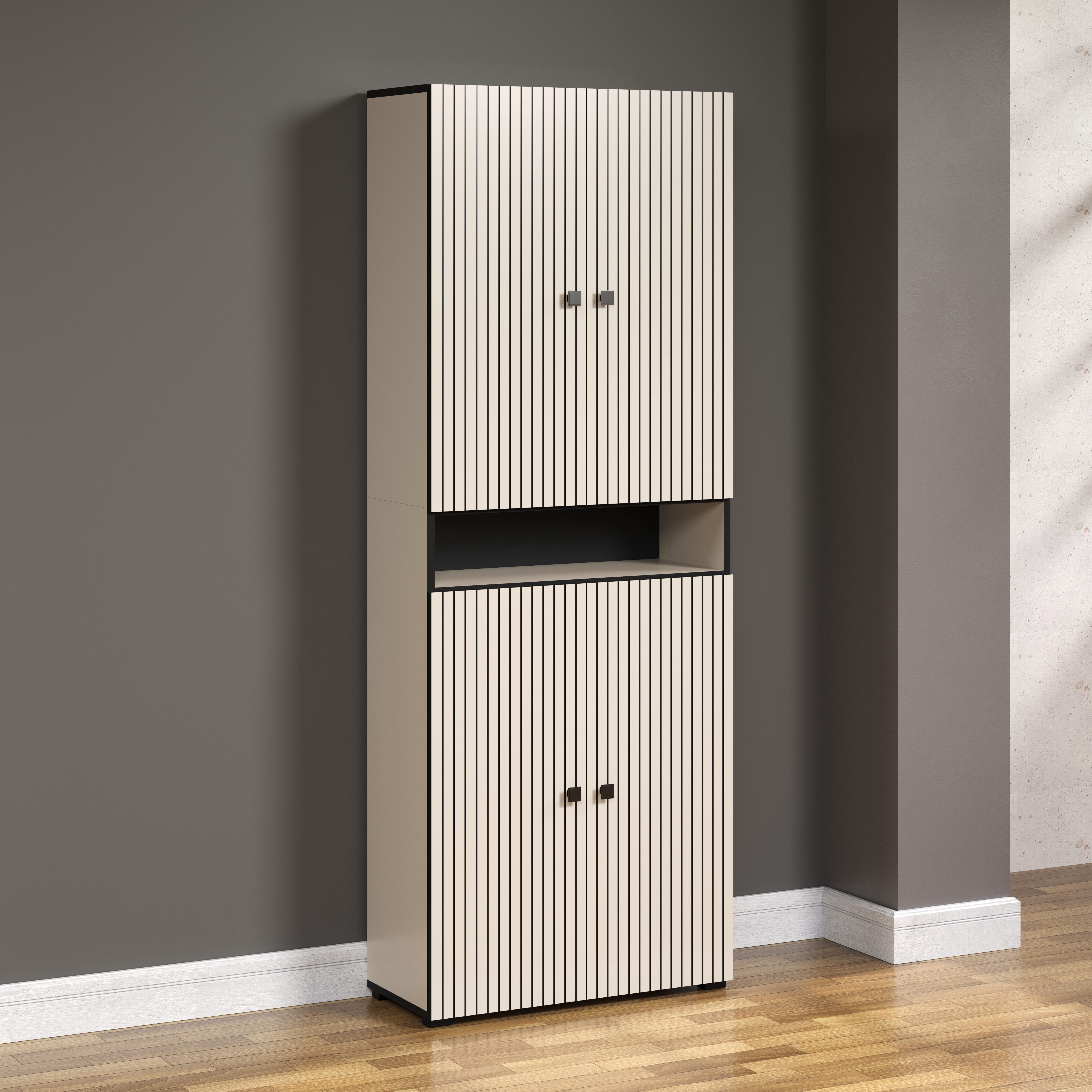 welltime Hochschrank Amrum Breite 40cm, geräumiger Hochschrank Eiche Rillen günstig online kaufen