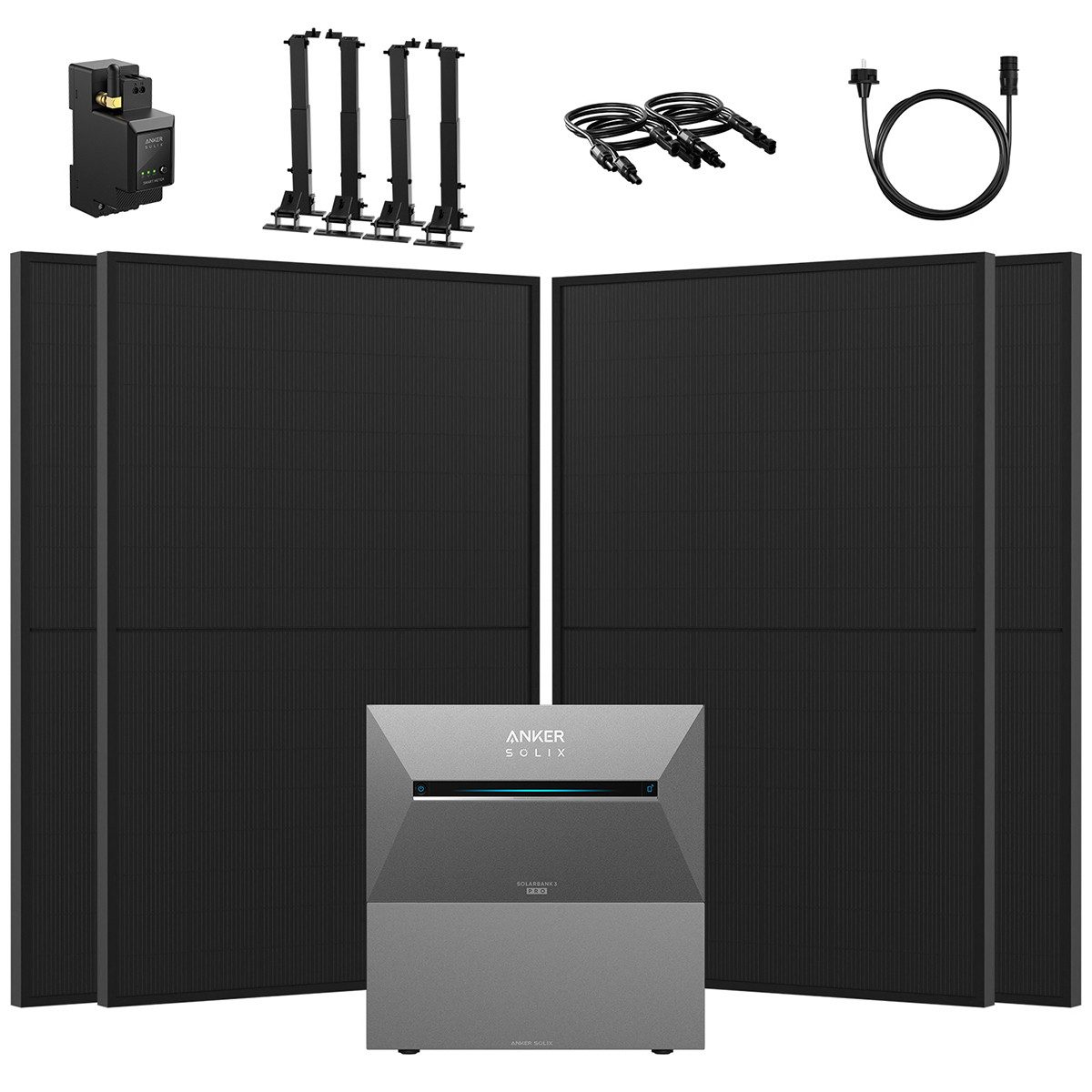 Anker Balkonkraftwerk 1820W Komplettset Solaranlage Anker SOLIX 3 E2700 Pro Speicher, (Smart Meter und 4x Astronergy 455Wp im Lieferumfang enthalten), Speicher mit integriertem Wechselrichter, All-in-One 2,668kWh Akku