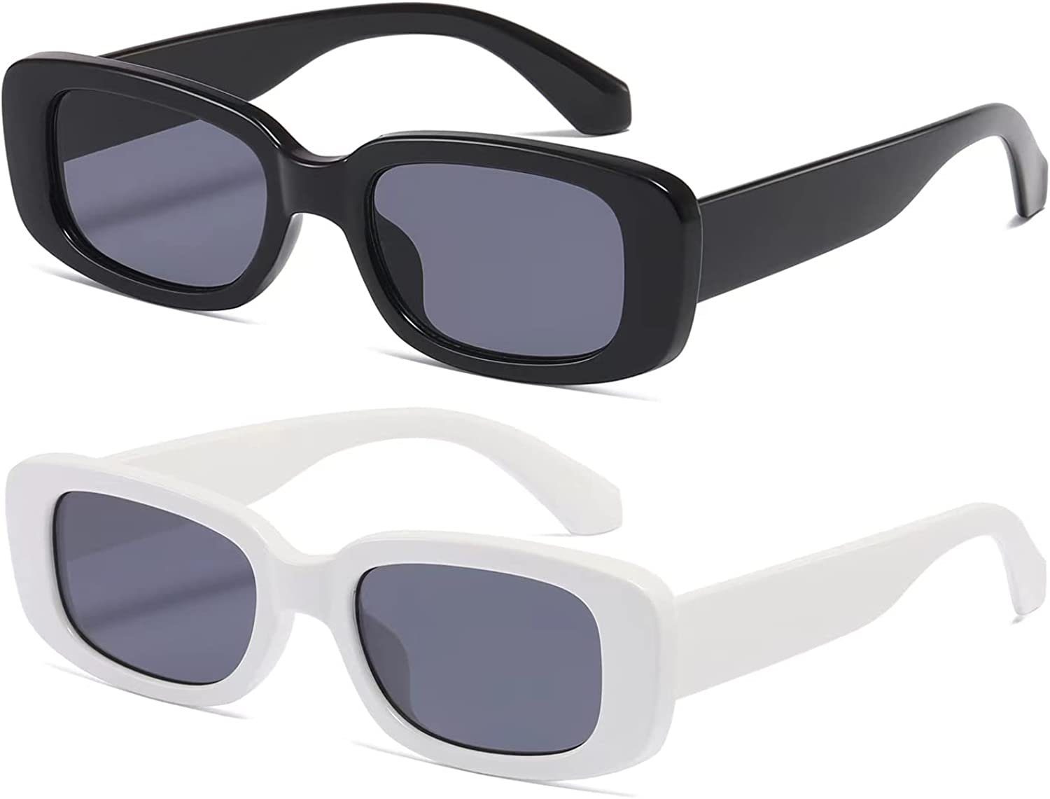 Jormftte Sonnenbrille Vintage Rechteckige Sonnenbrille mit UV Schutz UV400