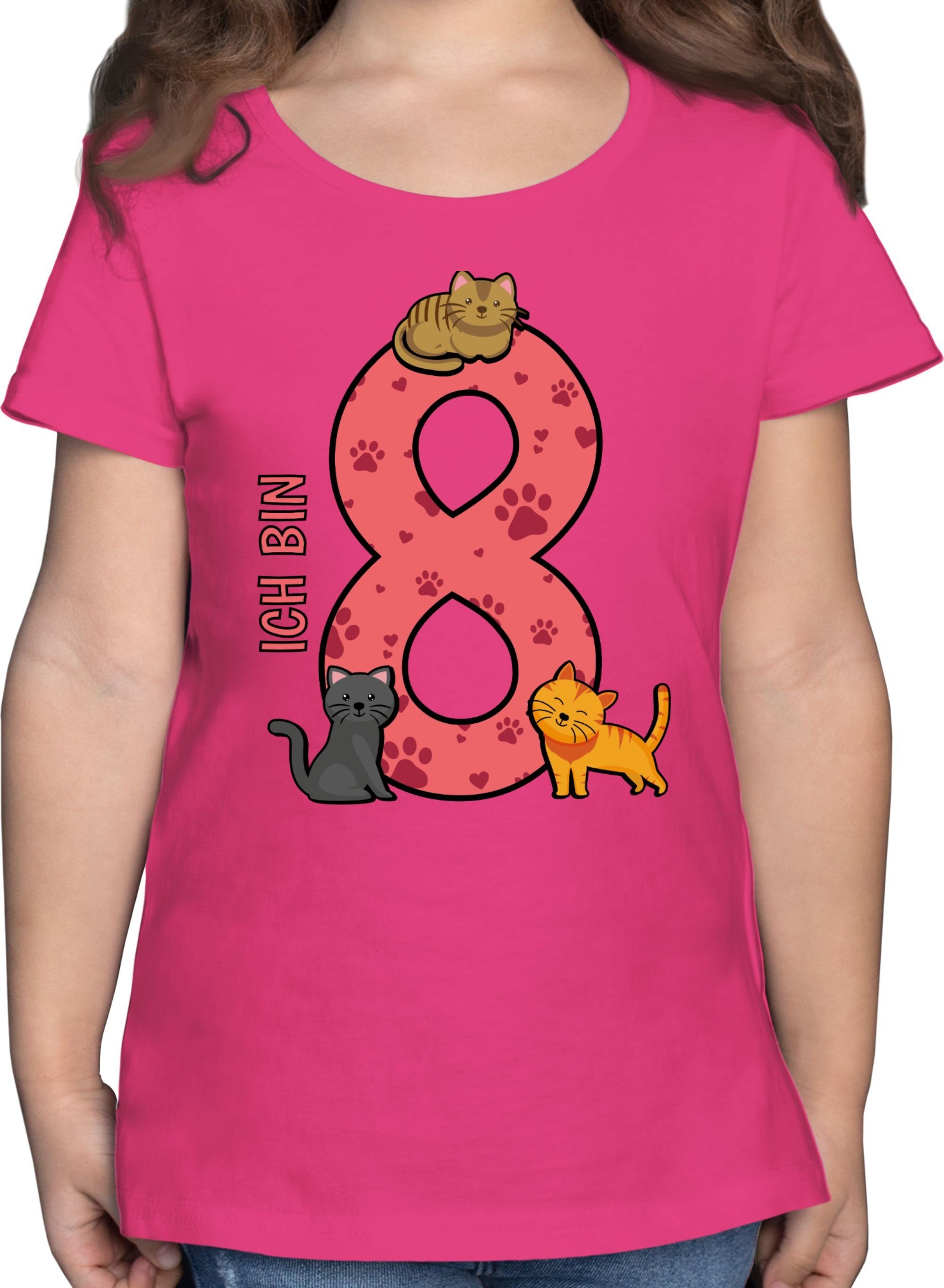 Katzen Fuchsia Geburtstag Shirtracer 2 Achter 8. T-Shirt