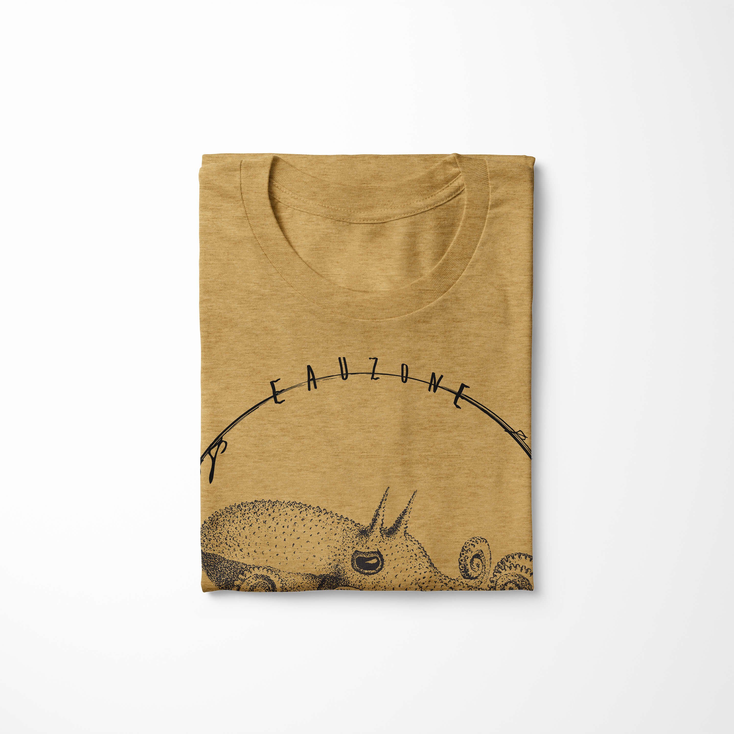 Sinus Creatures, - Fische Sea Schnitt T-Shirt / Tiefsee Gold Sea sportlicher feine und Serie: Struktur Antique Art 071 T-Shirt