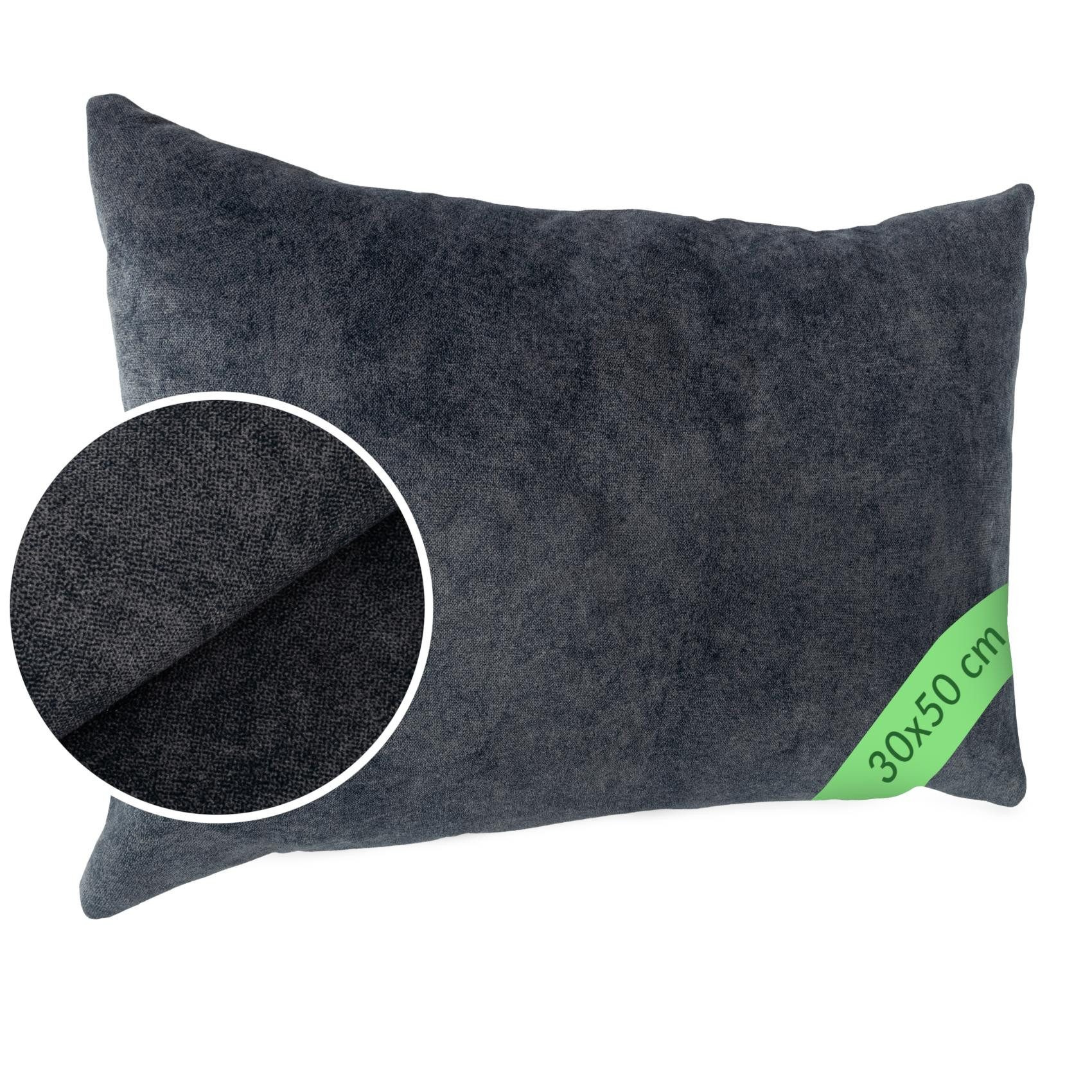 Kisska Dekokissen Kissenhülle MAGIC atmungsaktiv Velour Zierkissen Ambiente Dekorieren, Kissenüberzug ohne Füllung Meliert-Optik 50x30cm Einfarbig Anthrazit