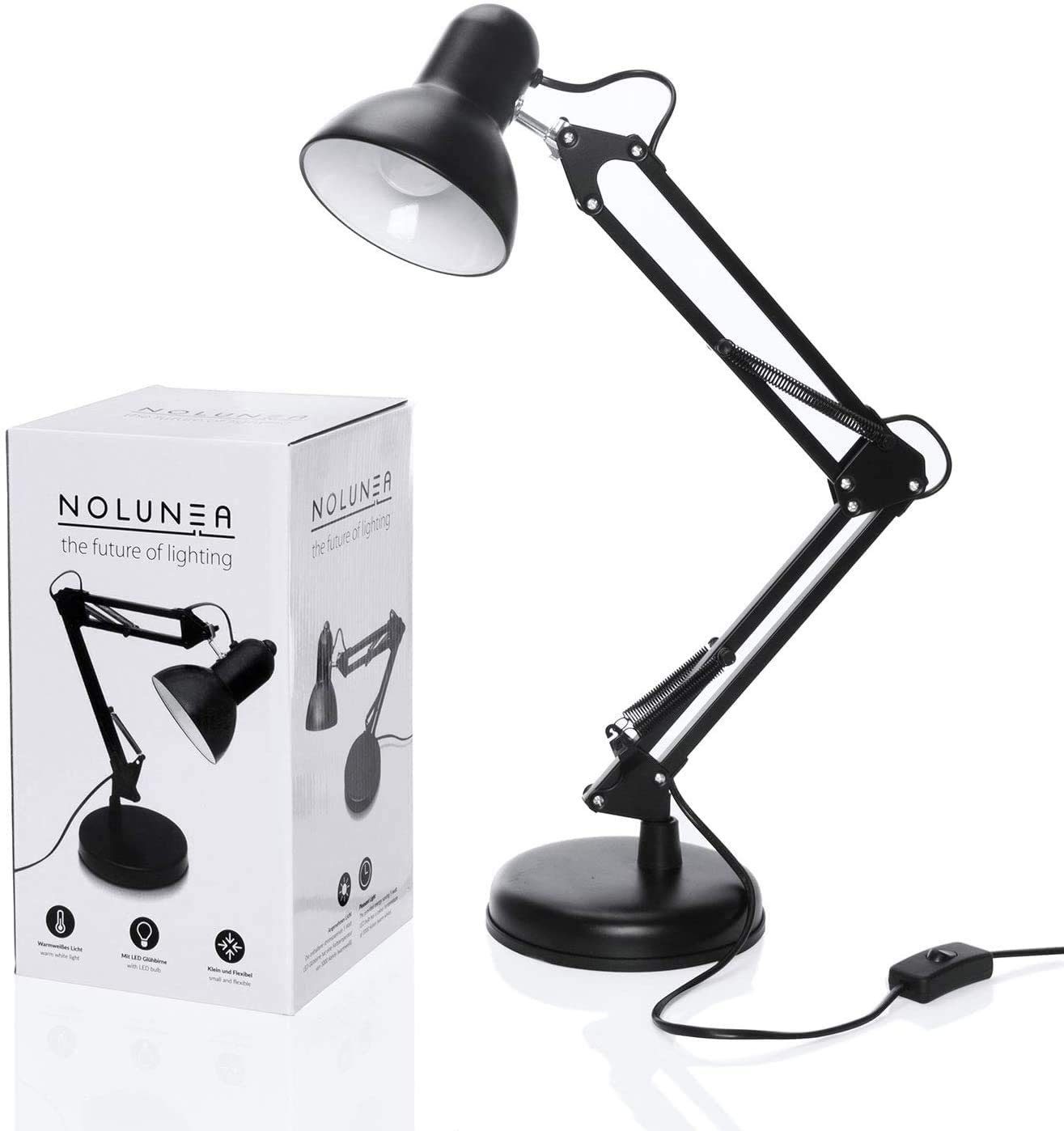 Goods+Gadgets LED Schreibtischlampe LED Schreibtischlampe mit Arm–Verstellbare Tischlampe für Büro & Home, mit Gelenk-Arm aus Metall inkl. LED Glühbirne, Arbeit – Bild 4 von 5