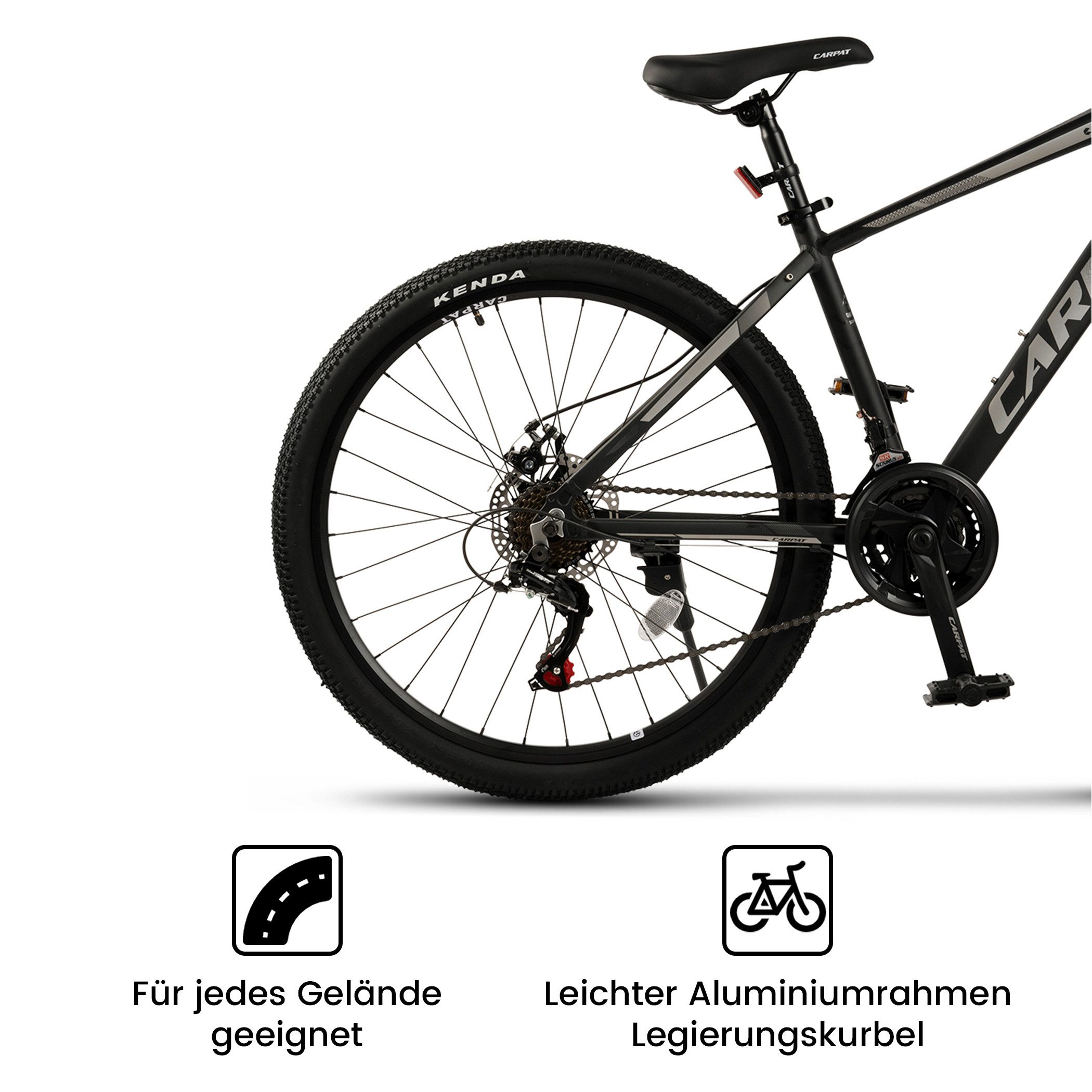 CARPAT SPORT Mountainbike 24 26 29 Zoll Fahrrad für Herren Damen, Mädchen und Jungen, 21 Gang Shimano TZ Schaltwerk, Kettenschaltung, Aluminium Rahmen, Jugendfahrrad MTB Hardtail Kinder Fahrrad