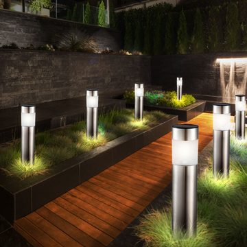 etc-shop Gartenleuchte, LED-Leuchtmittel fest verbaut, 5er Set Solar Steck Lampe Garten Steh Leuchten Stein Spot
