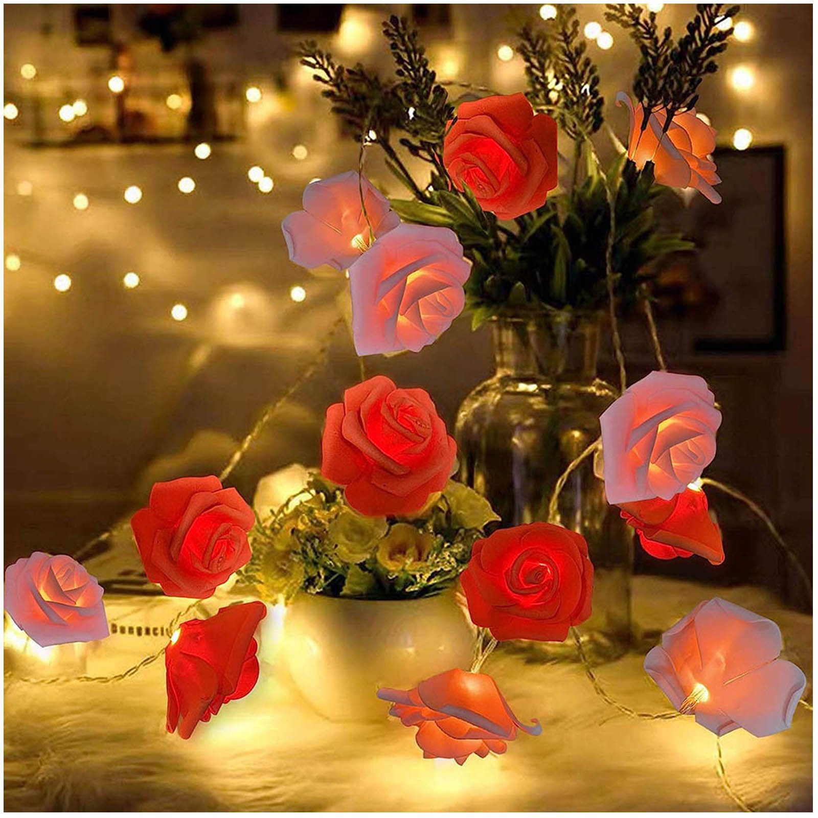 Qualra LED-Lichterkette Deko Rosen Lichterkette Blumen günstig online kaufen