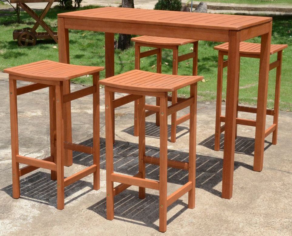 Garden Pleasure Barhocker PALMDALE, (2er Set), Eukalyptusholz, braun