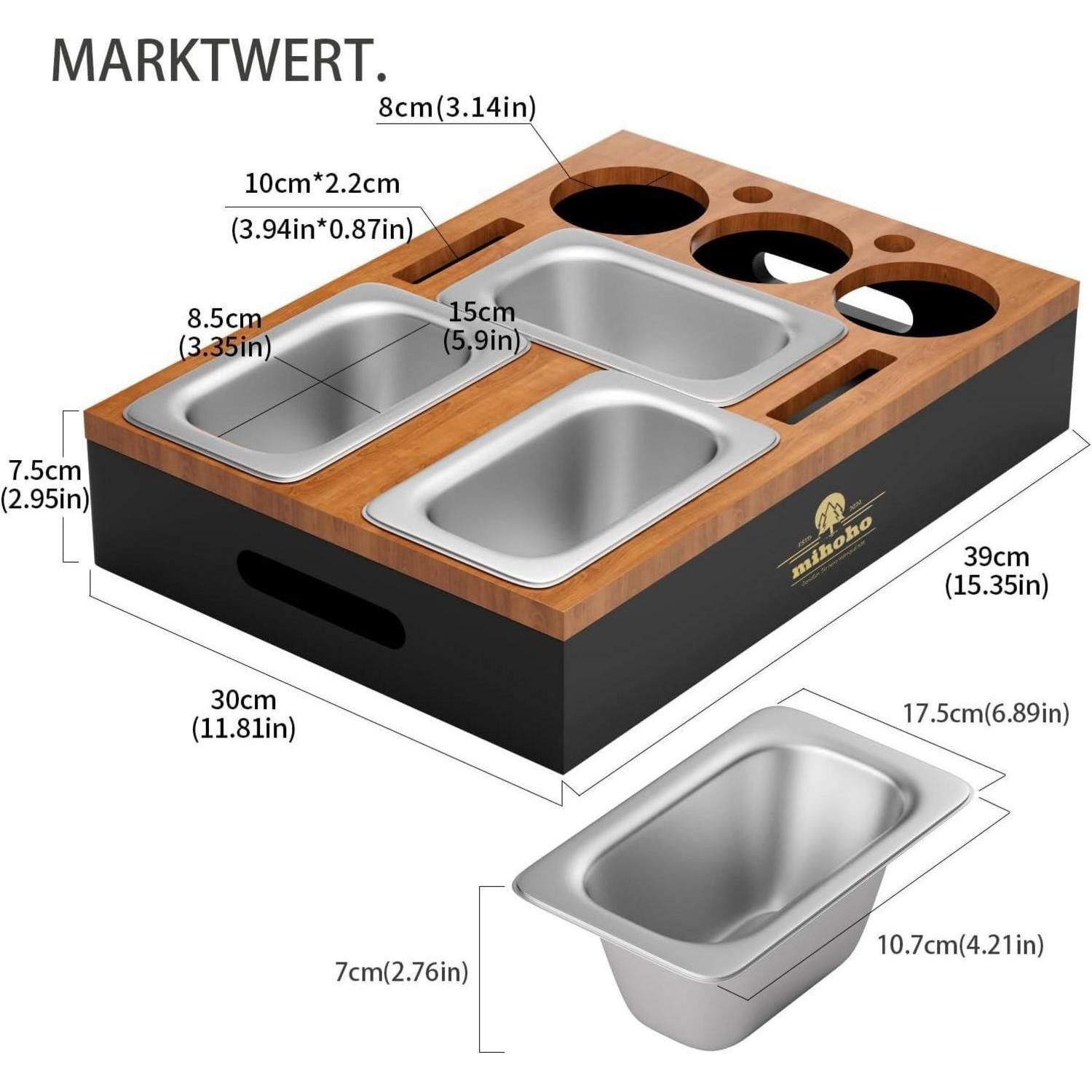 LuxusKollektion Couchtisch Couchbar Sofatablett Snackschalen 3 Lagerplatz Holz Holzfarbe