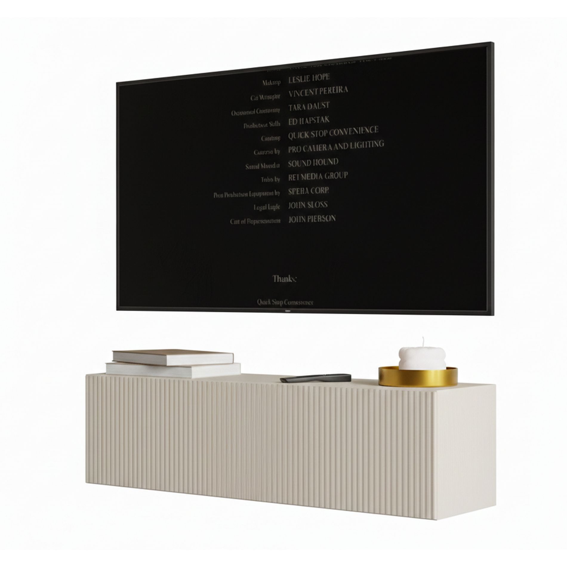 Selsey TV-Schrank VELDIO TV-Hängeboard mit Riffel-Optik, Schwebendes Design, 100 / 200 / 300 cm