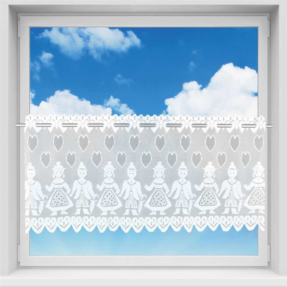 Vorhang, Arsvita, Stangendurchzug (1 St), Bistrogardine in Spitzenoptik, 160cm x 50cm (BxL) mit Stangendurchzug Trachtenpaar