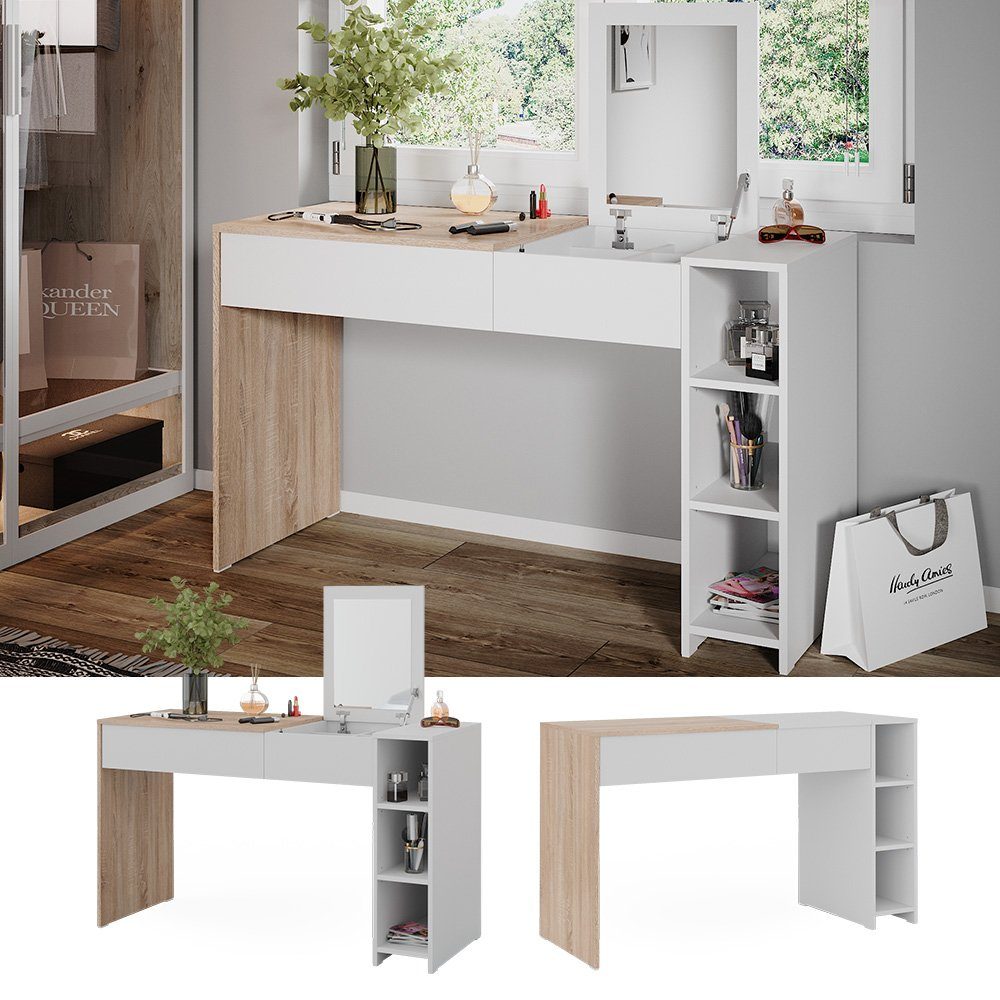 Vicco Schminktisch Kira, Weiß/Sonoma, 129.6 cm günstig online kaufen