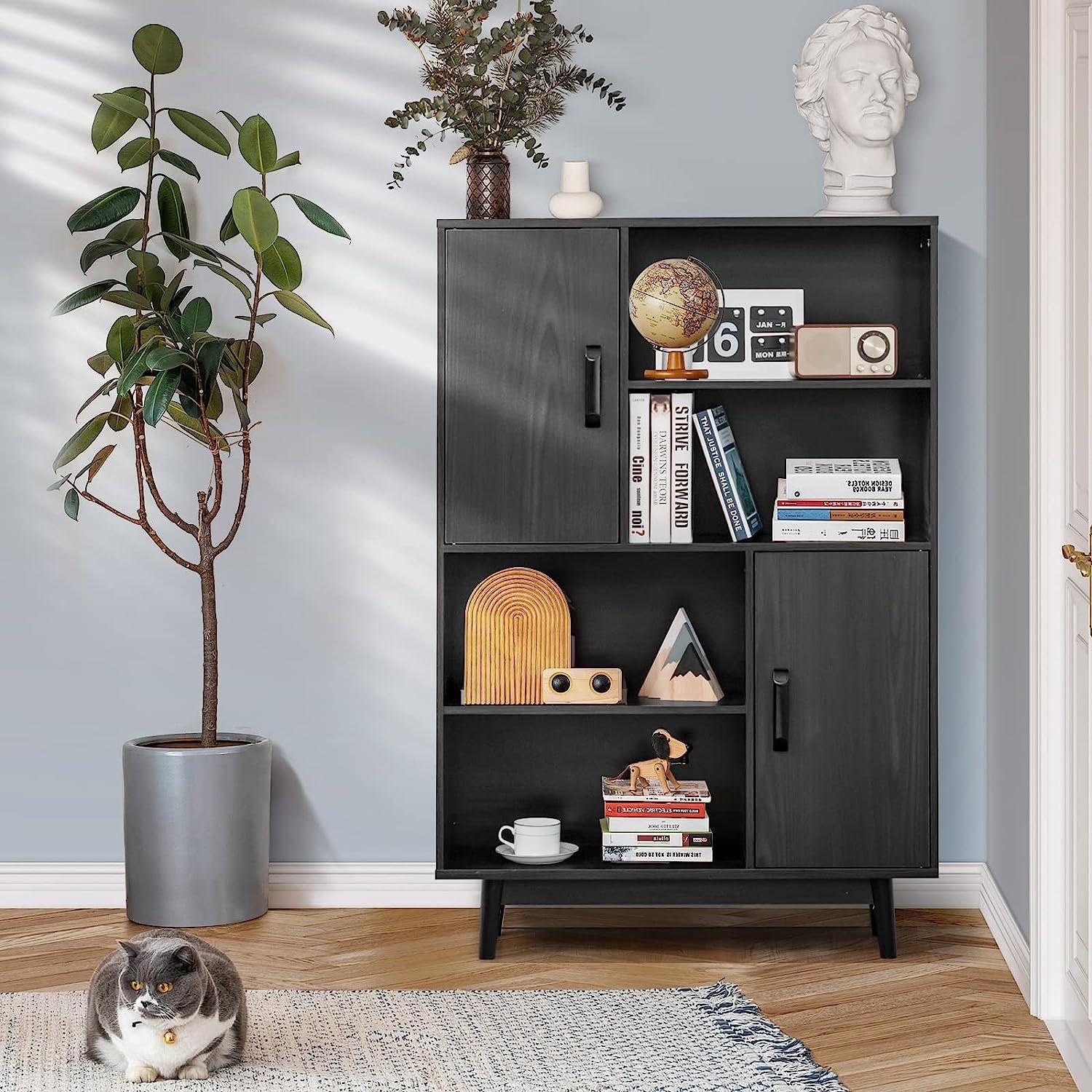 KOMFOTTEU Bücherregal Bücherschrank, mit 2 Türen günstig online kaufen