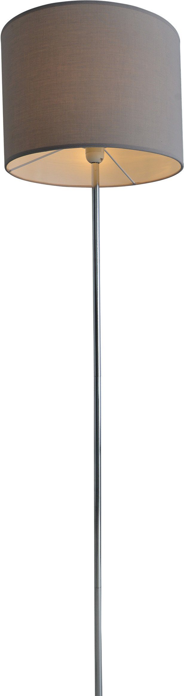 näve Stehlampe New York, ohne Leuchtmittel, Höhe 160cm Durchmesser 34,5cm 1x E27 max 40W Schirm grau Gestell chrom