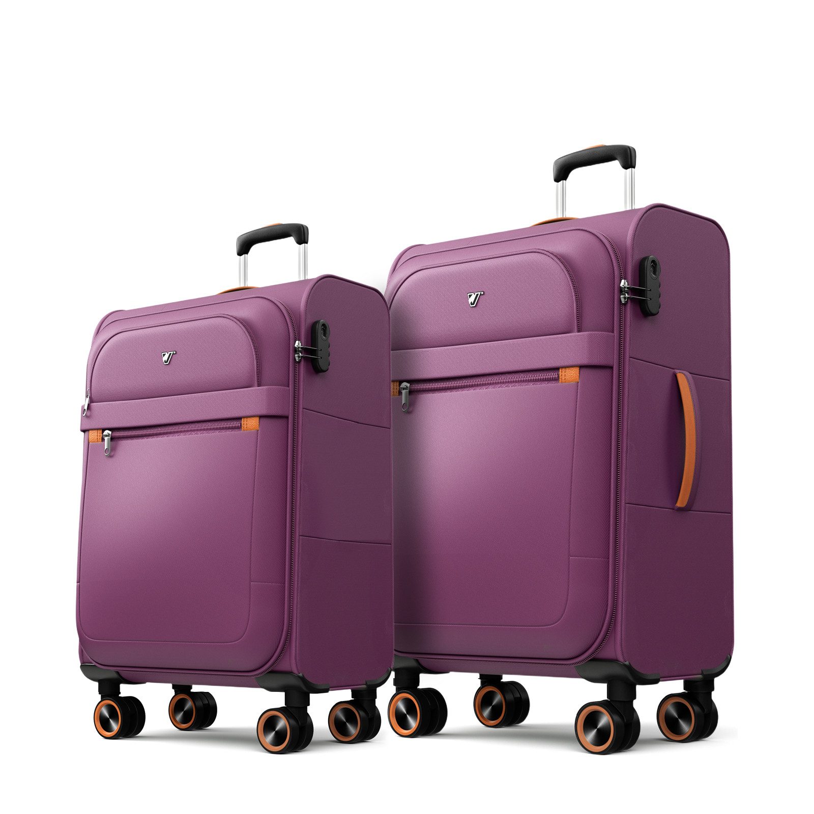 Verage Koffer Weichschalenkoffer, Leicht Reisekoffer mit Zahlenschloss, 4 Rollen, Stoffkoffer, Handgepäck/Set 3-teilig, 56/66/76cm,47/77/109L