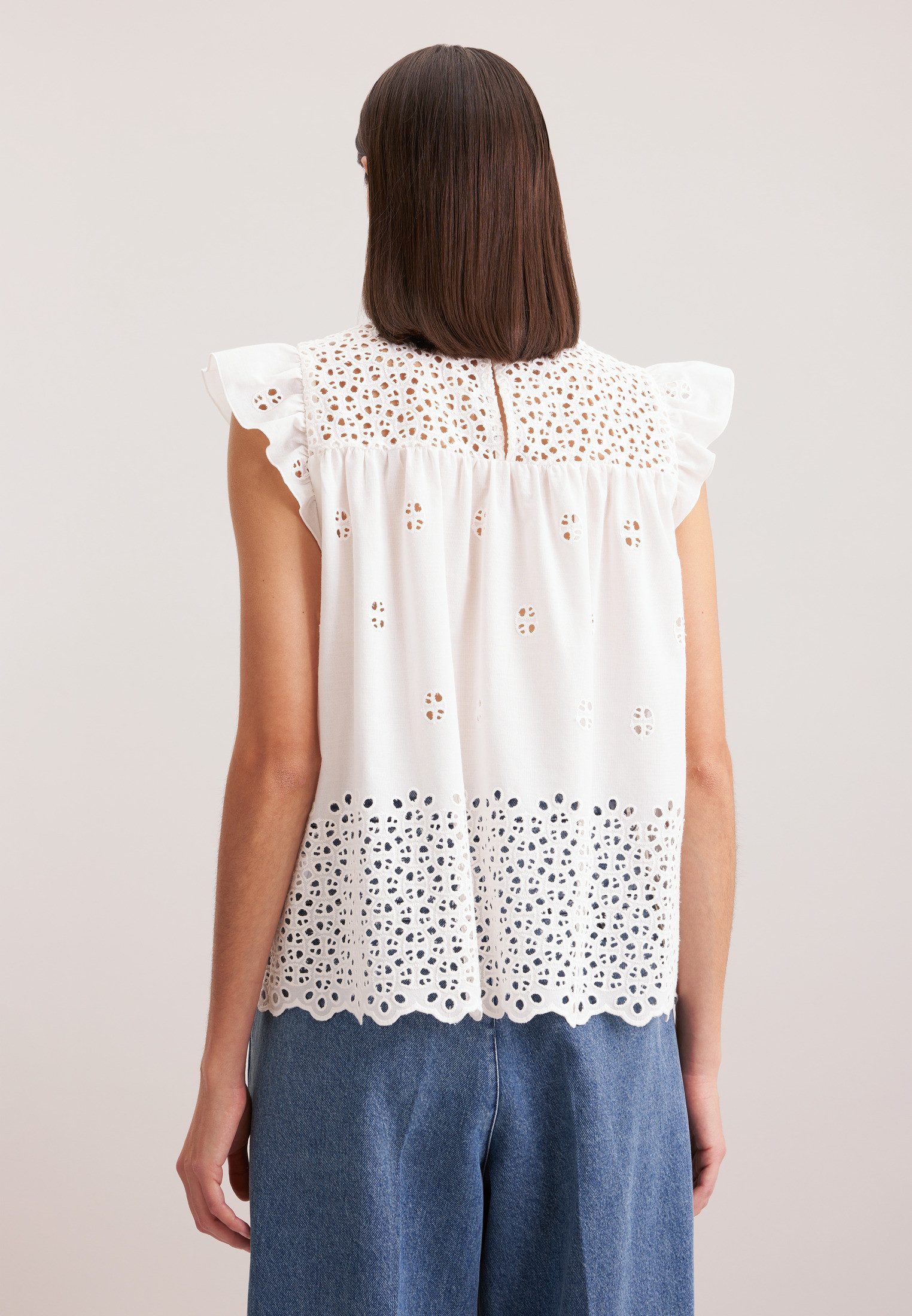 seidensticker Shirtbluse Schwarze Rose Ohne Arm Rückenausschnitt Stickerei