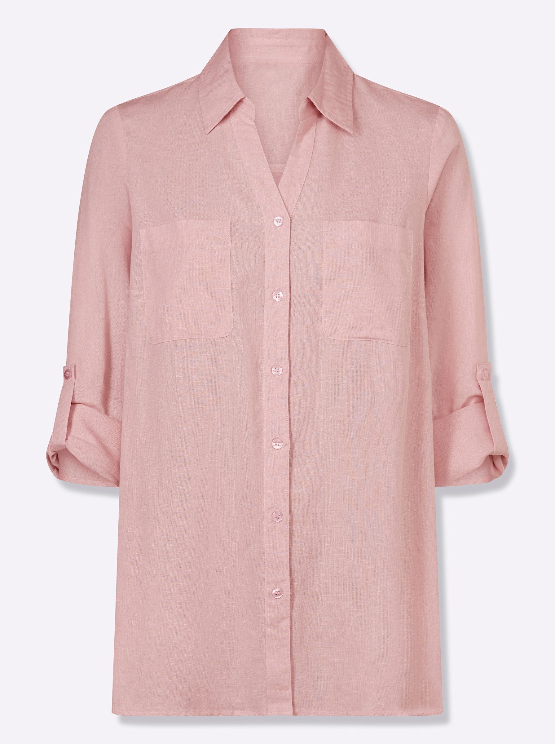 Klassische Bluse Longbluse Langarm
