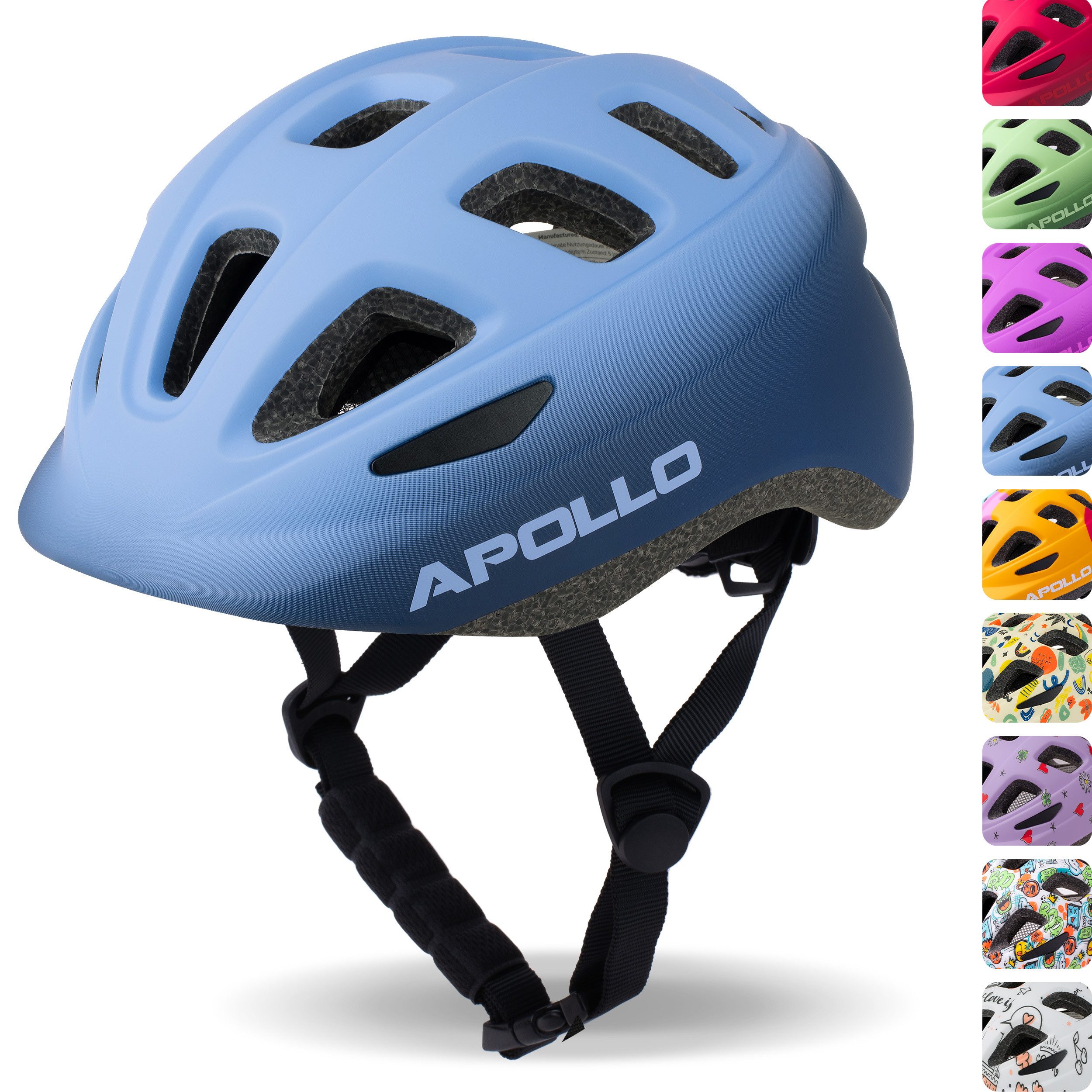 Apollo Kinderhelm Fahrradhelm, Kinder & Jugendliche, Multisport-Helm, verstellbar, ab 3 Jahren