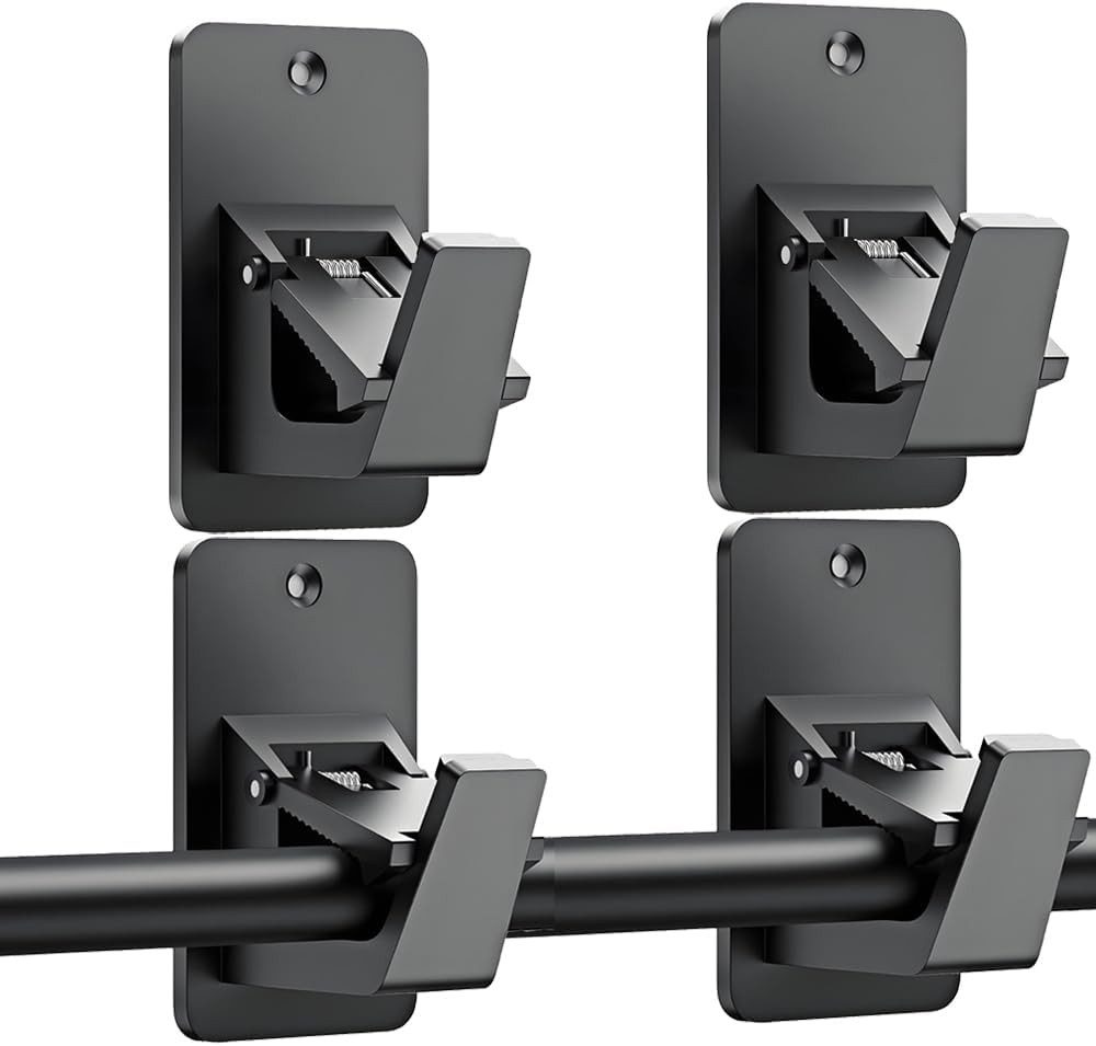 Diwzbyn Gardinenstangenhalter Gardinenstangenhalter Selbstklebend, Ohne Bohren, 2er/4er Set, Starke Klebekraft für Bad, Küche & Schlafzimmer