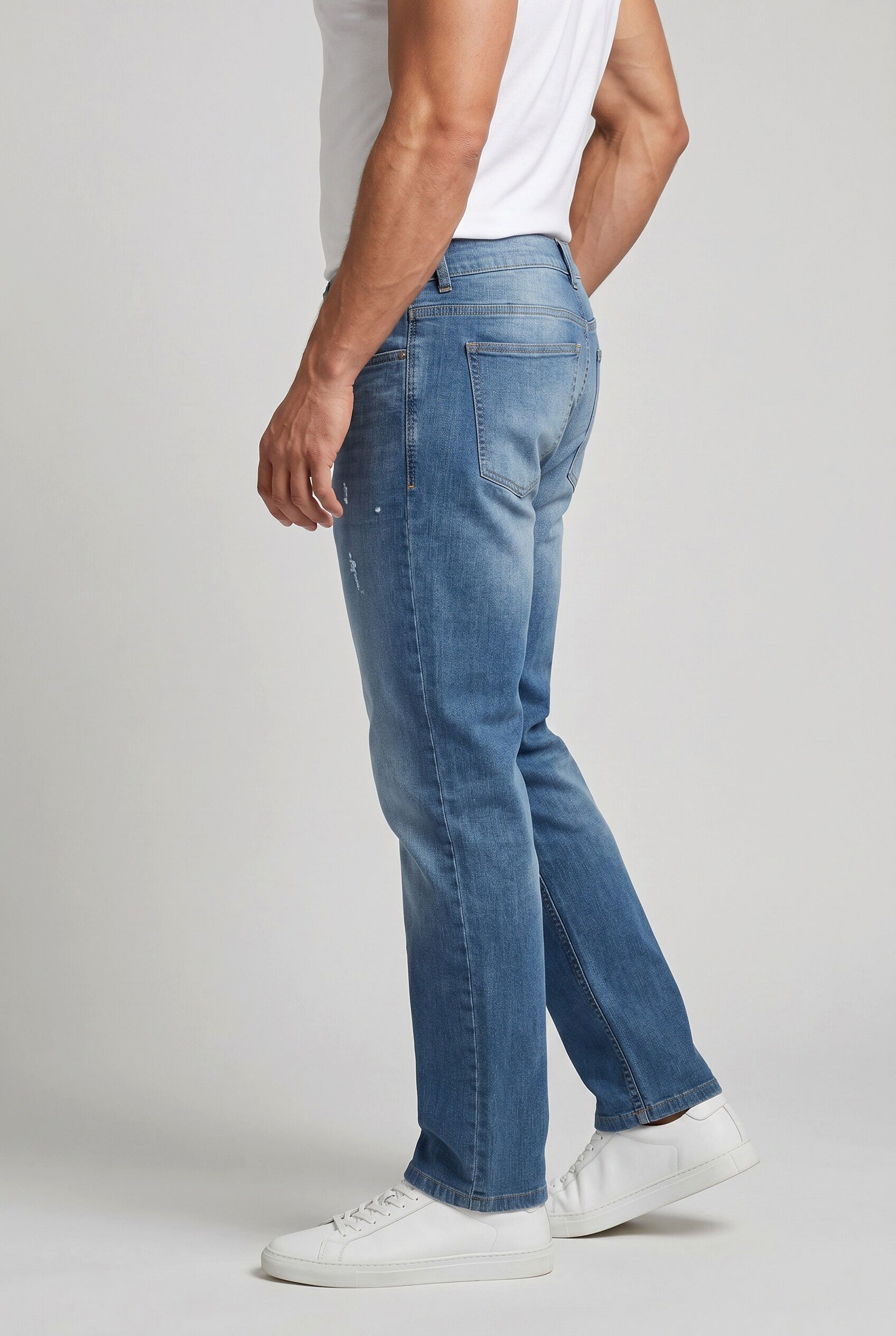 Men Plus 5-Pocket-Jeans Jeans Bauchfit Regular Fit 5-Pocket Destroy Denim – Bild 4 von 5
