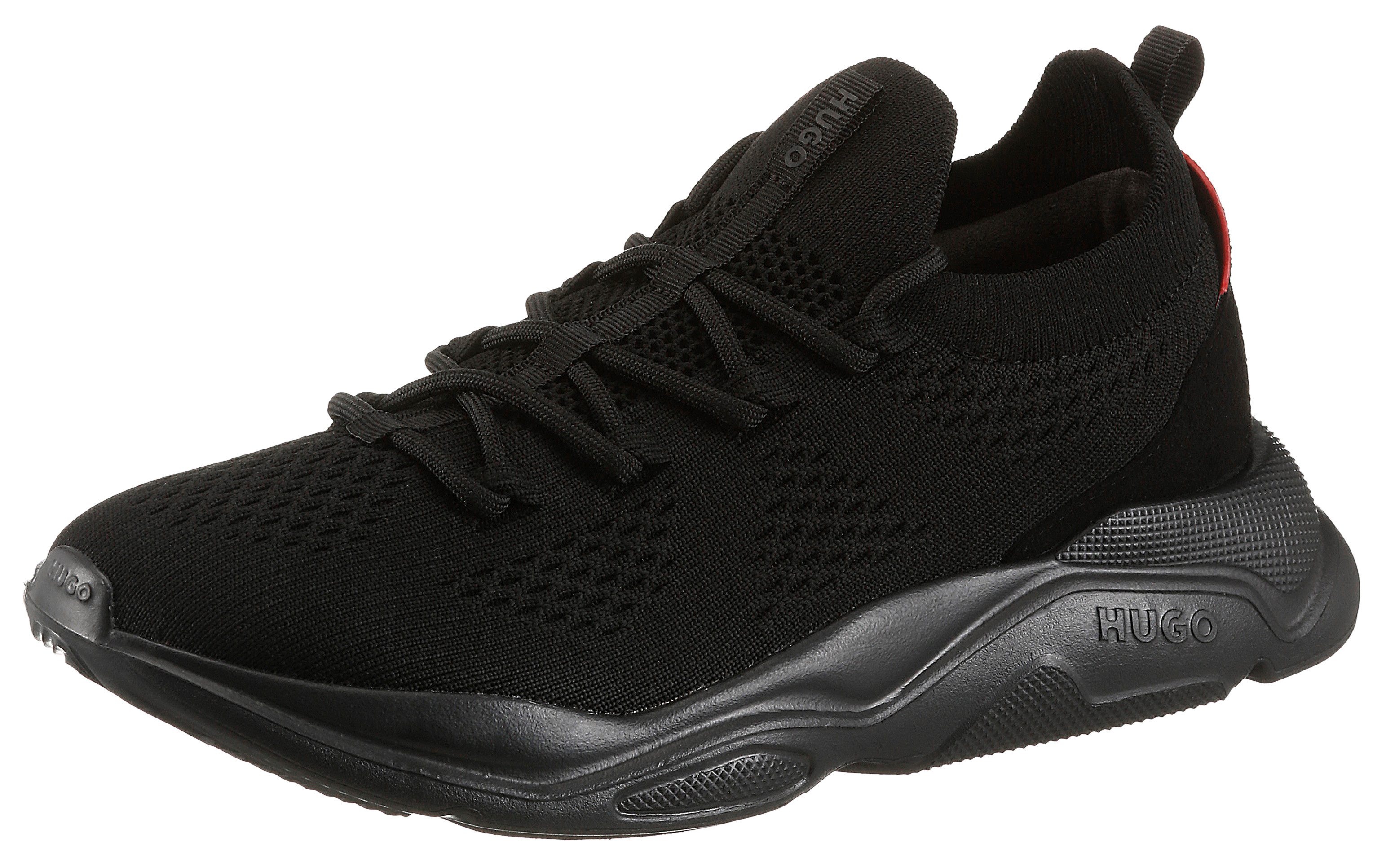 HUGO Leon_runn Slip-On Sneaker Freizeitschnürer, Sportschuh, Halbschuh mit aufgesetzter Schnürung