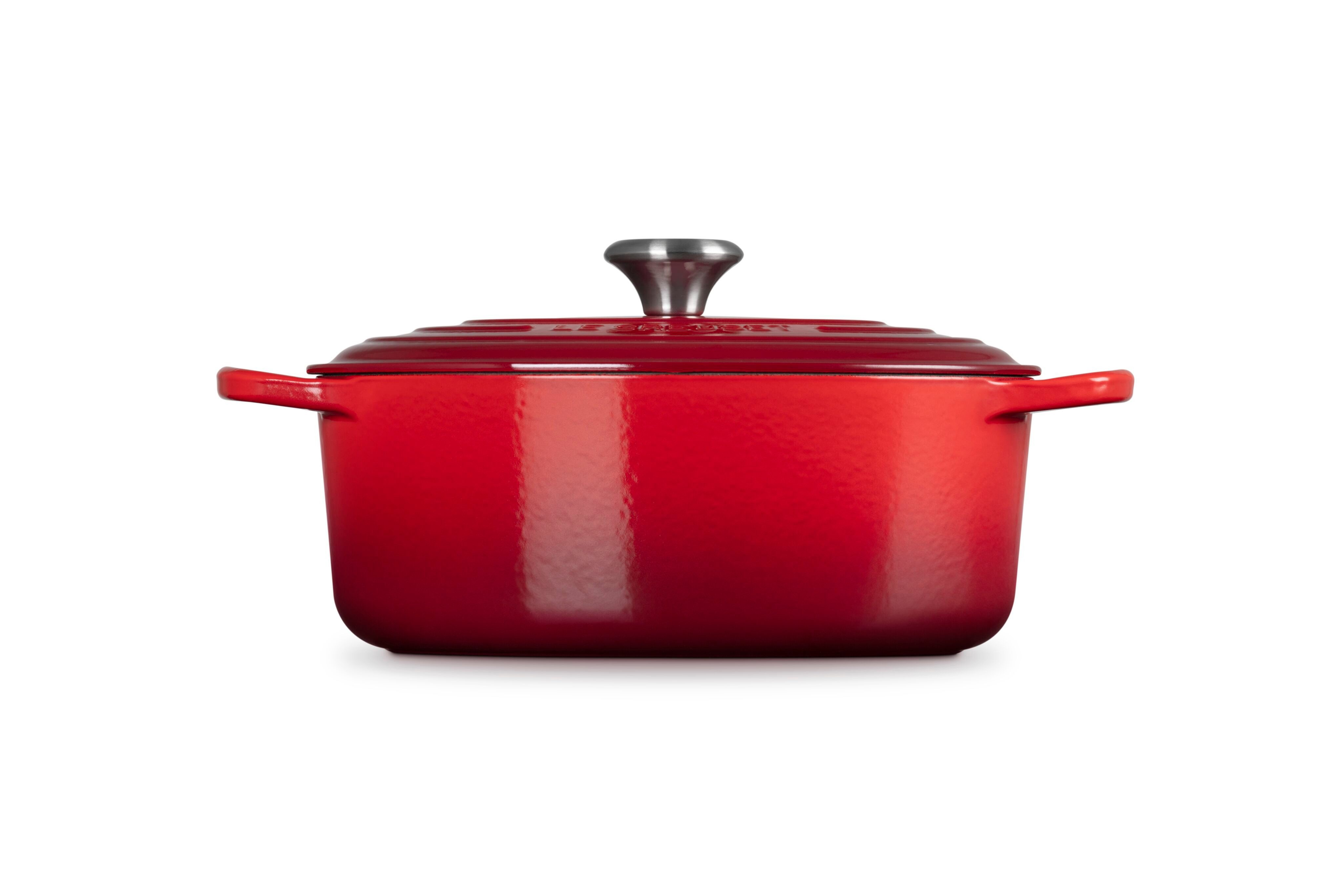 LE CREUSET Bräter Gusseisen-Bräter mit Deckel, Oval, Gusseisen, Ø 27 cm, Kirschrot, 21178270602430