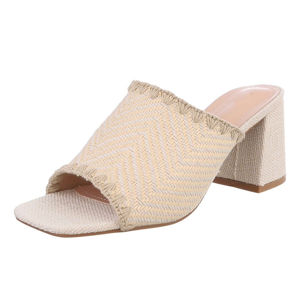 Ital-Design Elegante Mules mit Absatz für Damen - Komfort und Stil Pantolette (89930124) Blockabsatz Sandalen & Sandaletten in Apricot