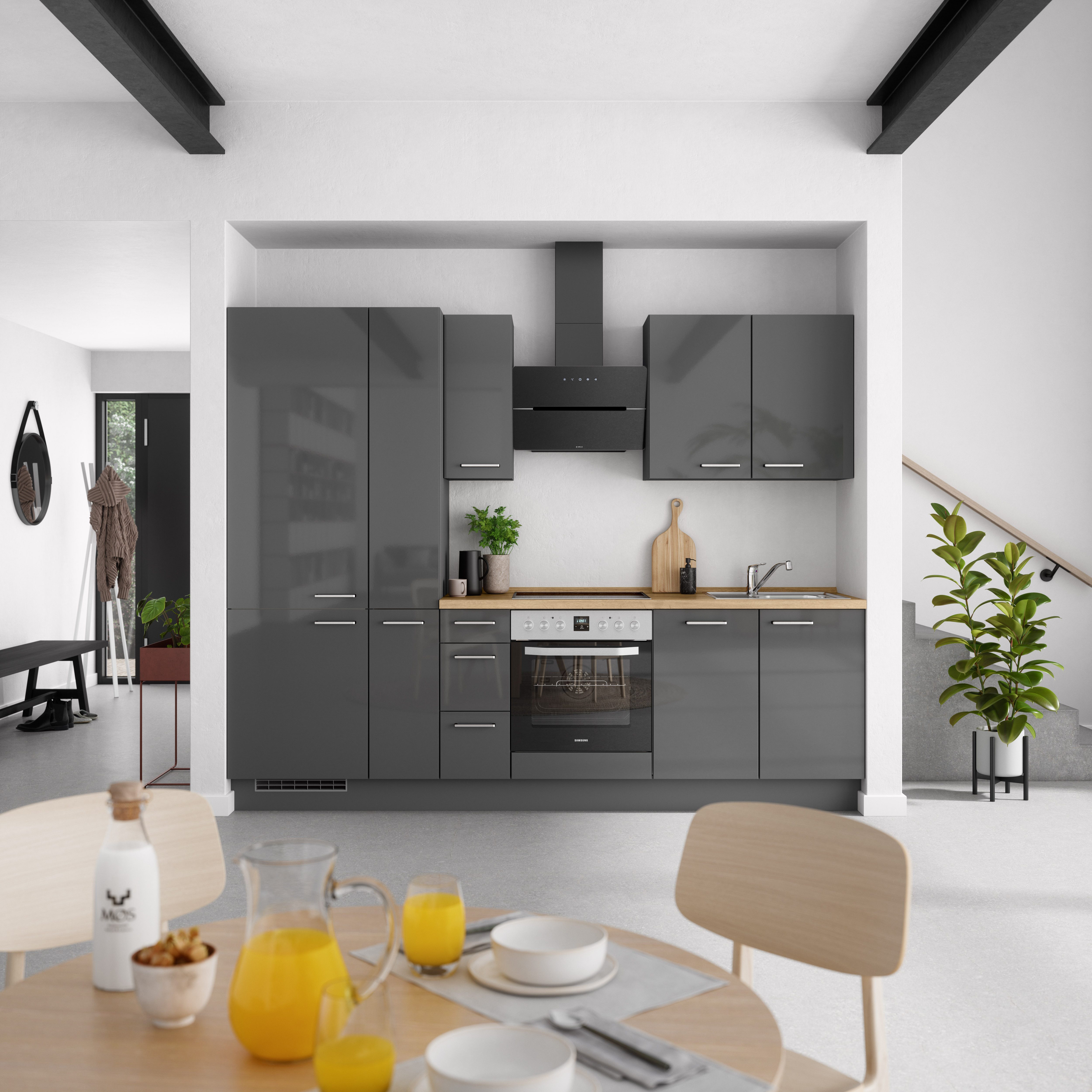 nobilia® Küchenzeile "Flash II", NEU: individuell anpassbar mit gratis Profi-Beratung, vormontiert, Breite 270 cm, Ausrichtung wählbar, wahlw. mit E-Geräten
