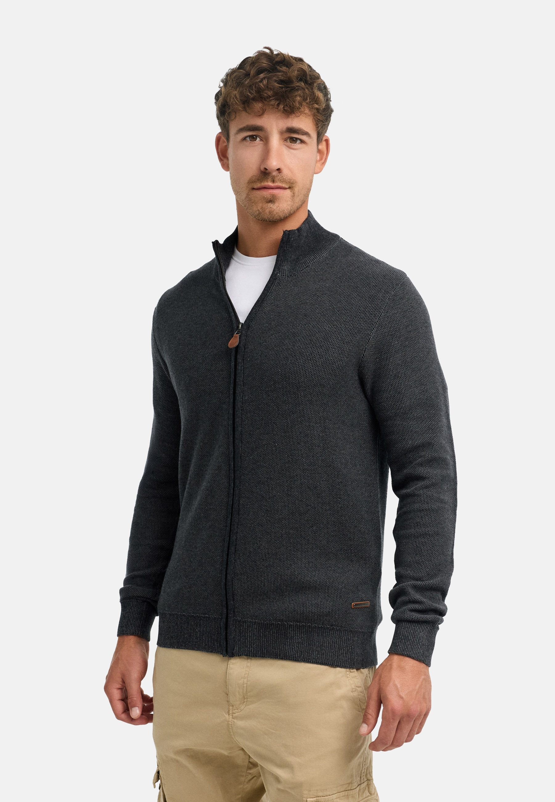 INDICODE Strickjacke INJexi Cardigan Zweifarbig strukturiert, gerade Passform, gerippte Bündchen