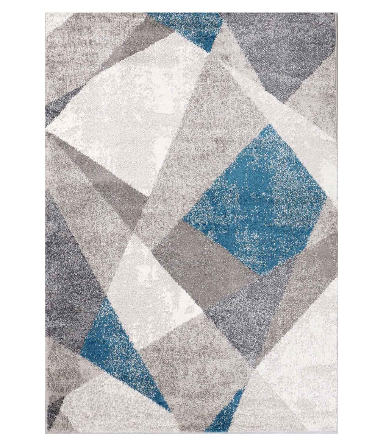 Vimoda Teppich Teppich Geometrische Dreieck Muster Marmor Optik Modern Blau, Rechteckig, Teppich Dreieck Muster modern