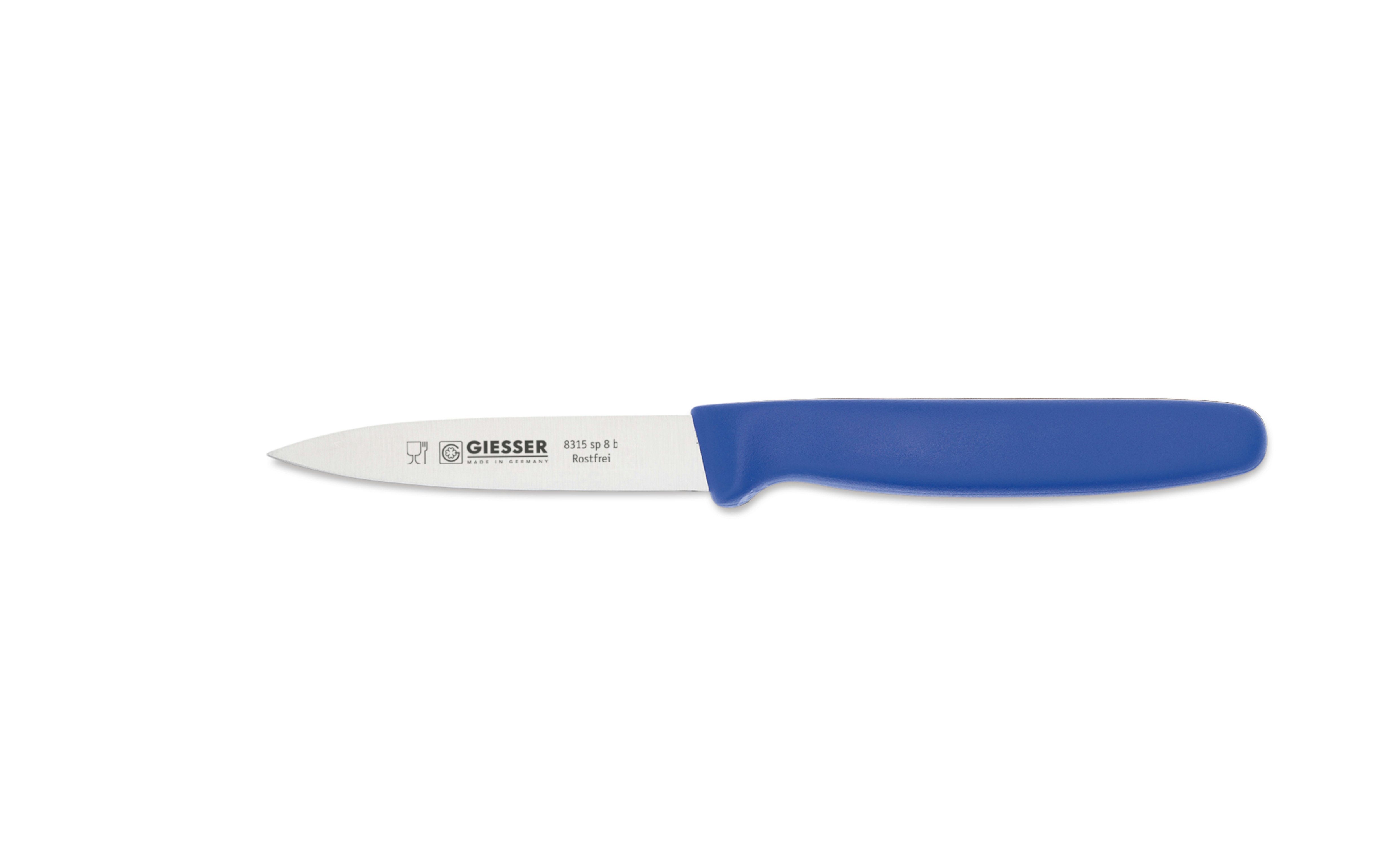 Giesser Messer Gemüsemesser Spickmesser 8315 sp 8/10/12, Küchenmesser mit oder ohne 3mm Wellenschliff Blau