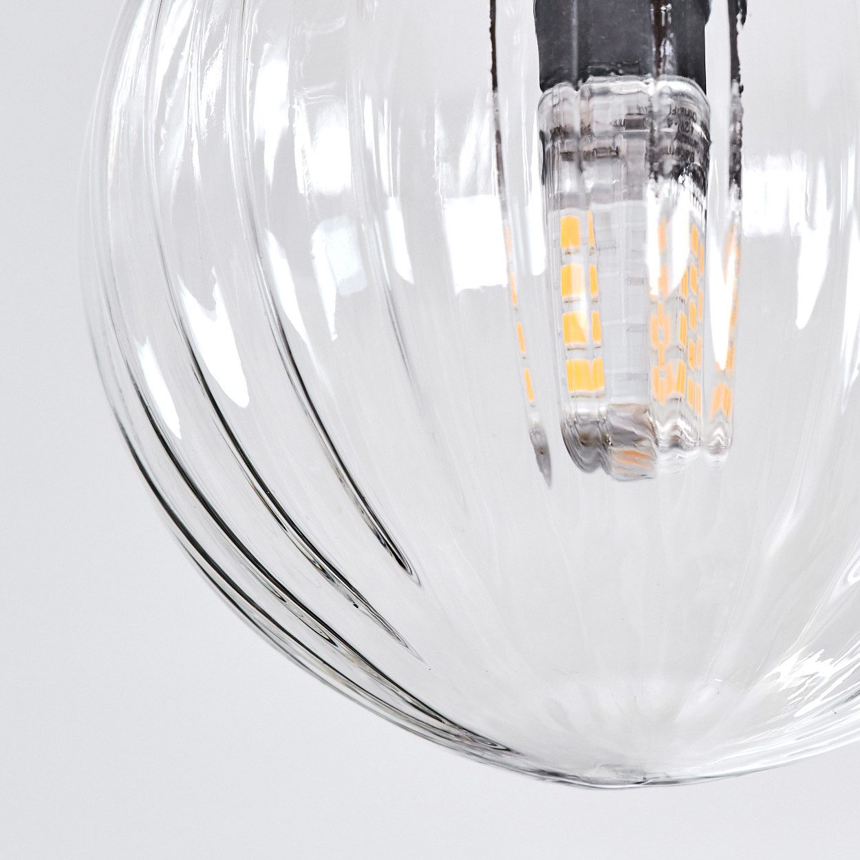 hofstein Deckenleuchte Deckenlampe aus Metall/Riffelglas in Schwarz/Gold/Rauch/Bernstein/Klar, ohne Leuchtmittel, Deckenleuchte im modernen Vintage-Design (Schirme Ø 12 cm), 3 x G9