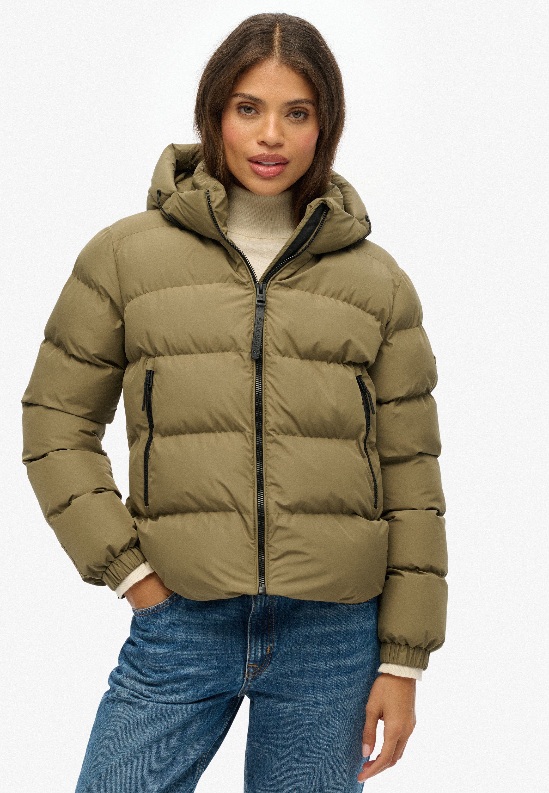 Superdry Steppjacke HOODED SPORTS PUFFER JACKET Kunstfaser, relaxed fit günstig online kaufen
