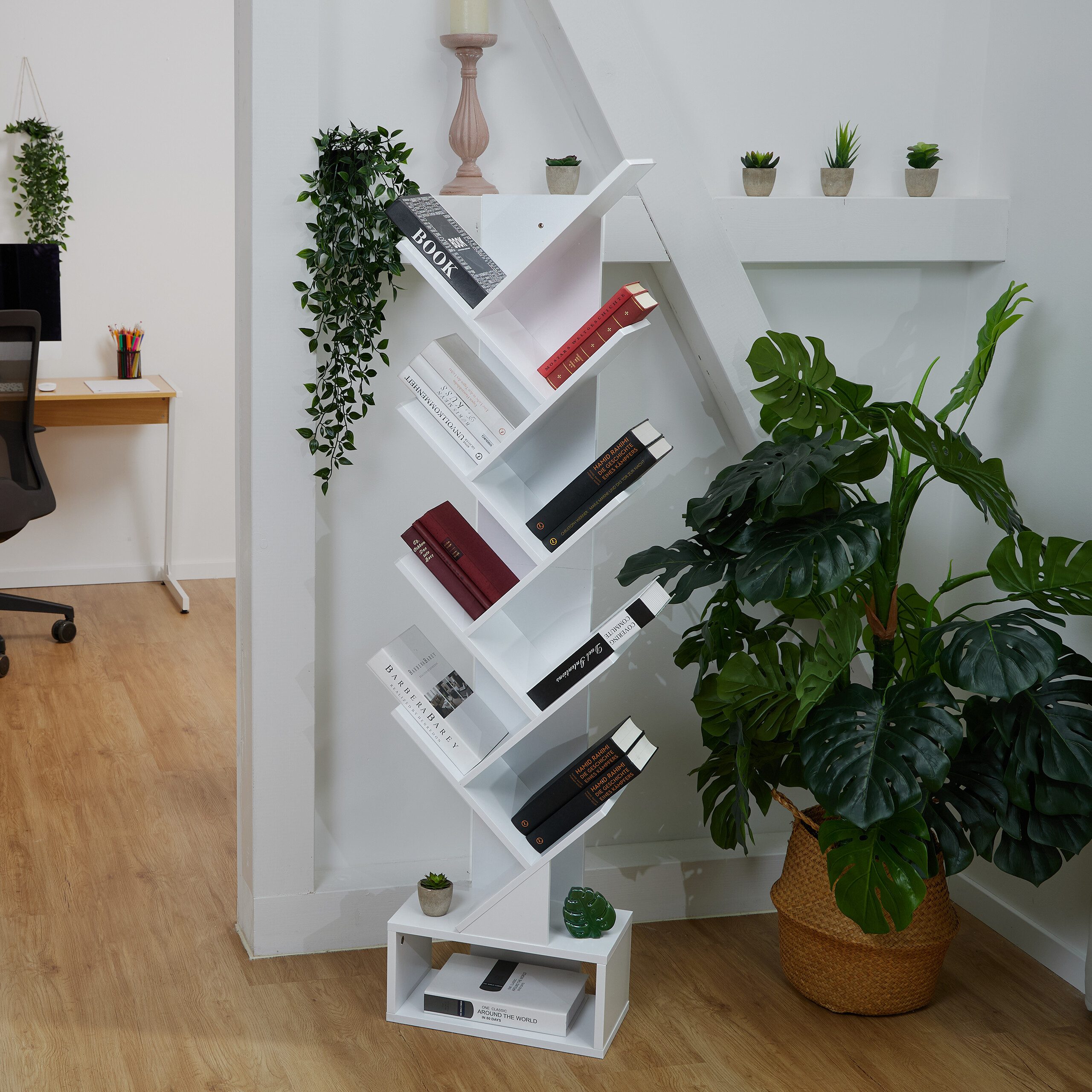 relaxdays Bücherregal in Baumform, weiß günstig online kaufen