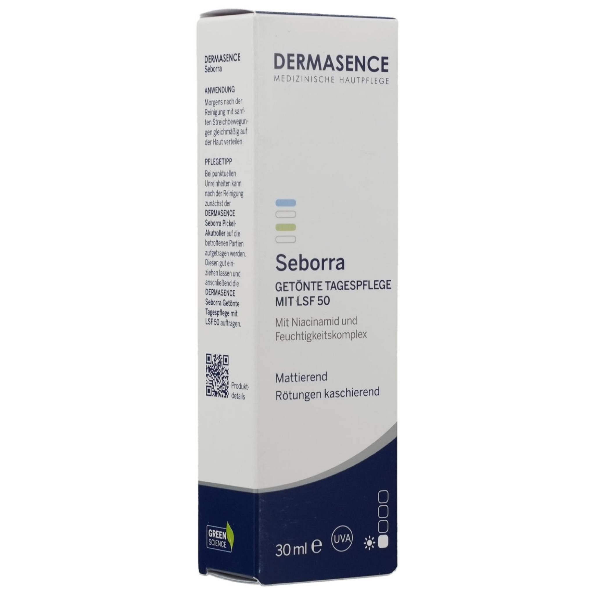 Dermasence Getönte Gesichtscreme Seborra Getönte Tagespflege mit LSF 50 30 ml PZN 18760792