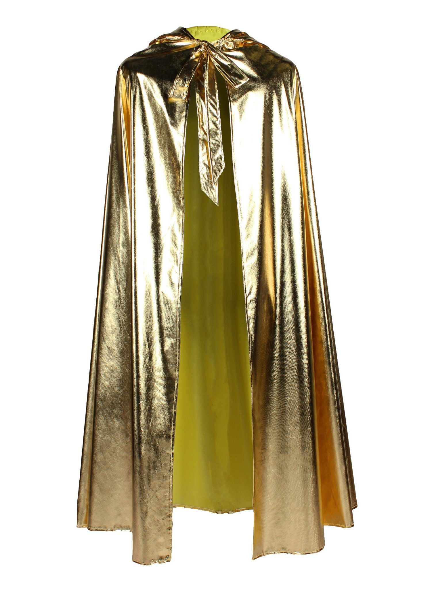 thetru Kostüm Goldener Kapuzenumhang, Metallisch glänzendes Cape für Superhelden, Rockstars und Alien-Over
