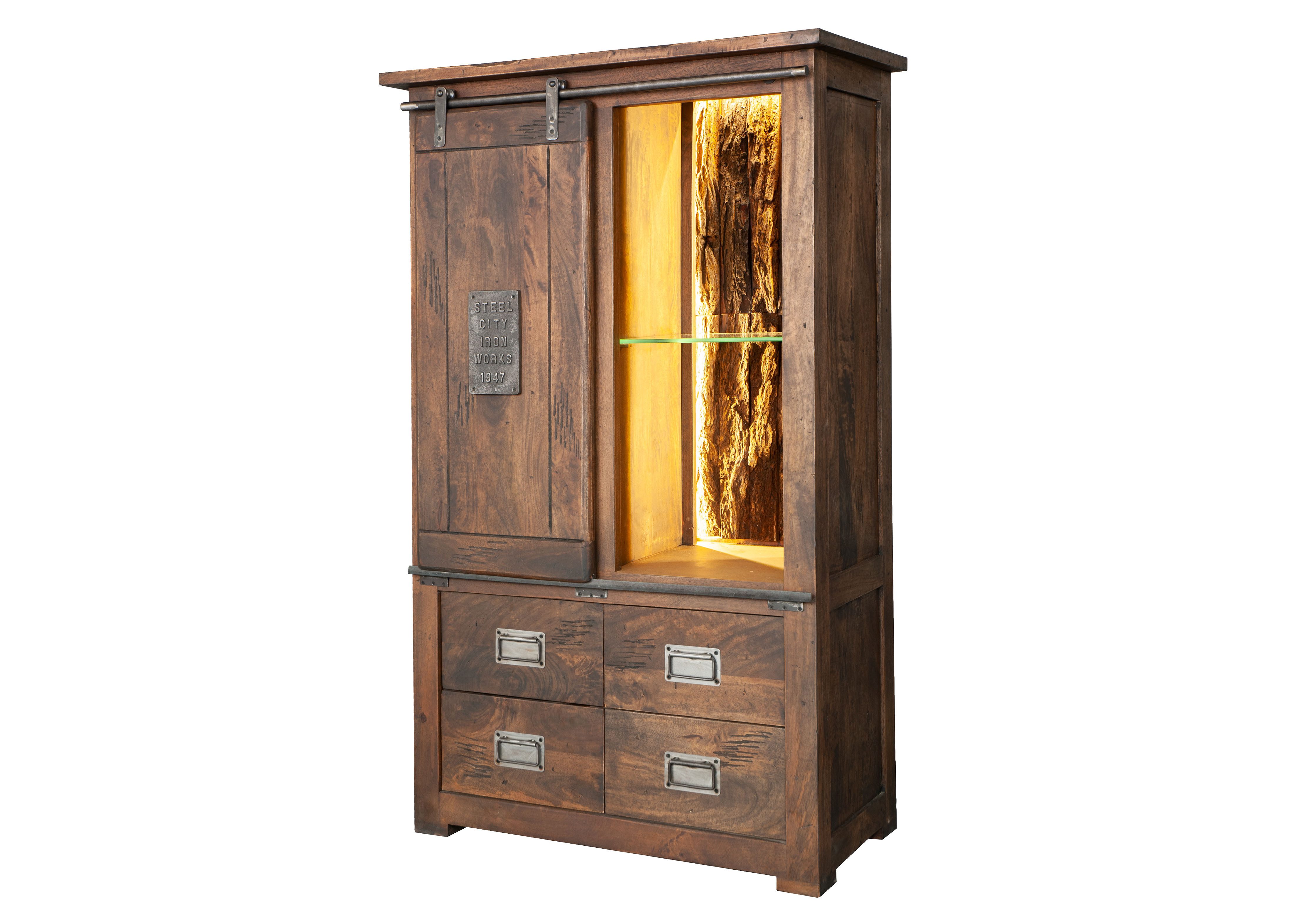 Woodroom Highboard Pali (Mango massiv gewachst dunkelbraun lackiert 90x150x günstig online kaufen