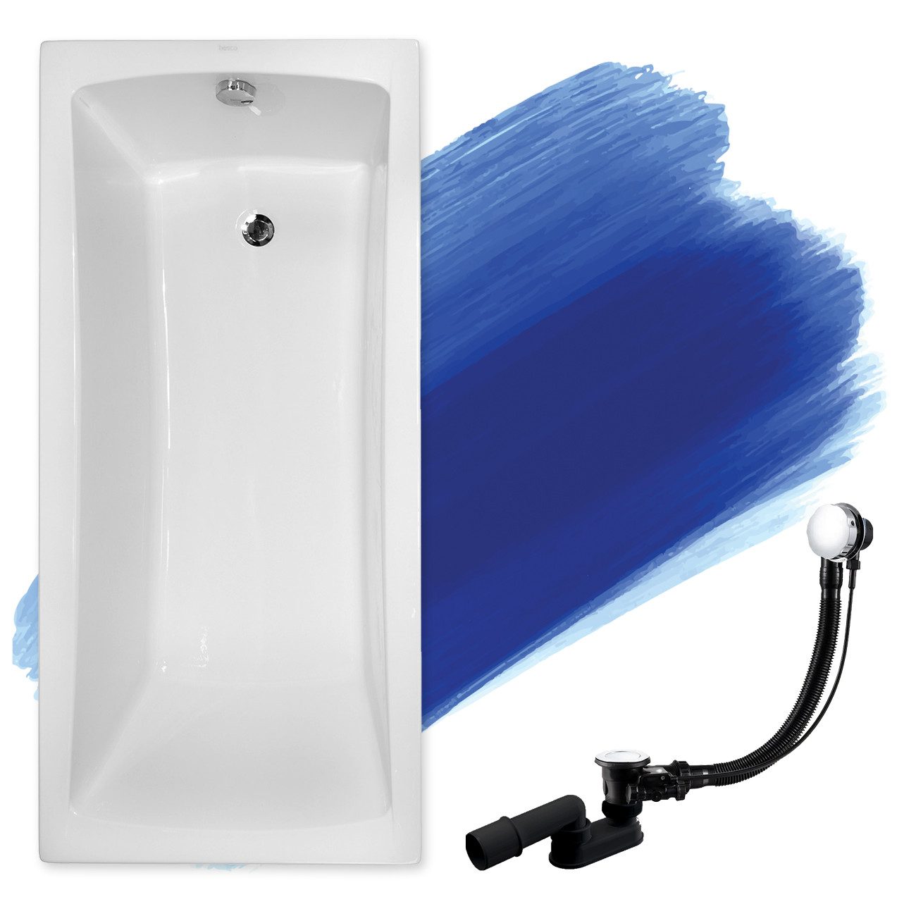 KOLMAN Badewanne Rechteck Optima 160x70, Ablaufgarnitur & Füße GRATIS