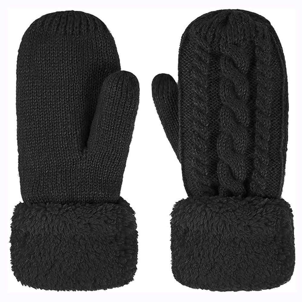 Haiaveng Strickhandschuhe Super Dicke gestrickt Handschuhe Damen Fäustlinge Winterhandschuhe Fausthandschuhe Sporthandschuhe black