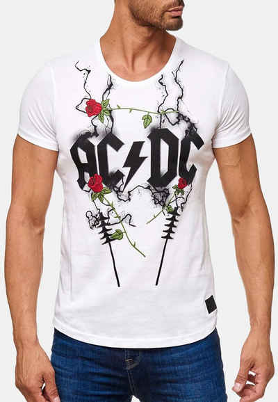 Egomaxx T-Shirt T Shirt AC/DC Rosen Print H2164 (1-tlg) 2164 in Weiß
