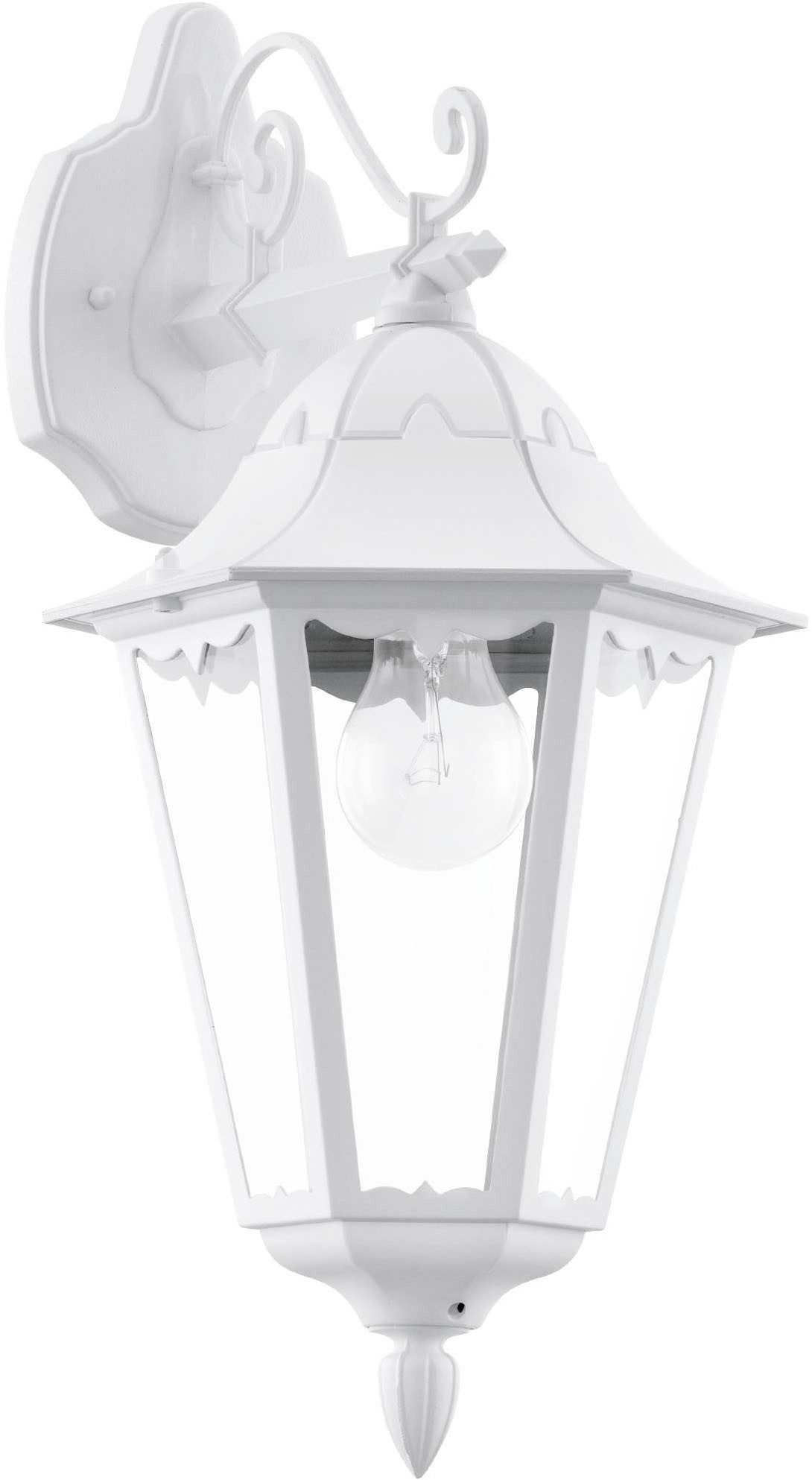 EGLO Wandleuchte Navedo Außen-Wandlampe, Wandlampe aus Aluguss und Glas, E27, IP44, ohne Leuchtmittel, Wand-/Deckenleuchte - L20 x H47,5 x AL28,5 cm - weiß - 1X60W exkl.