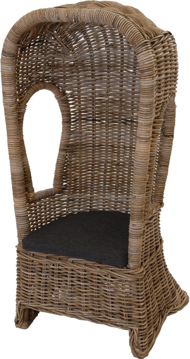 Krines Home Sessel Kindersessel Sessel aus echtem Rattan Kinderstuhl inkl. Polster, in Strandkorb Optik, Kindermöbel Junior