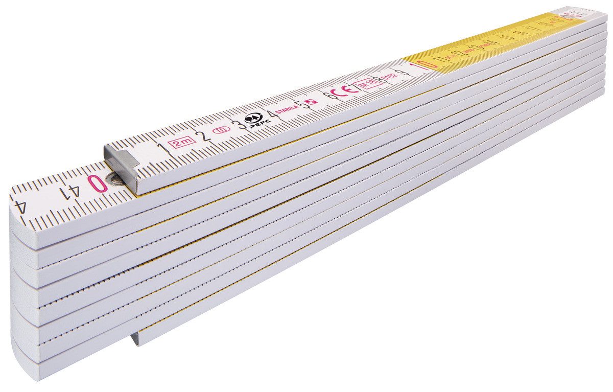 Zollstock STABILA Gliedermaßstab 2 m Holz Type 417 Weiß/Gelb