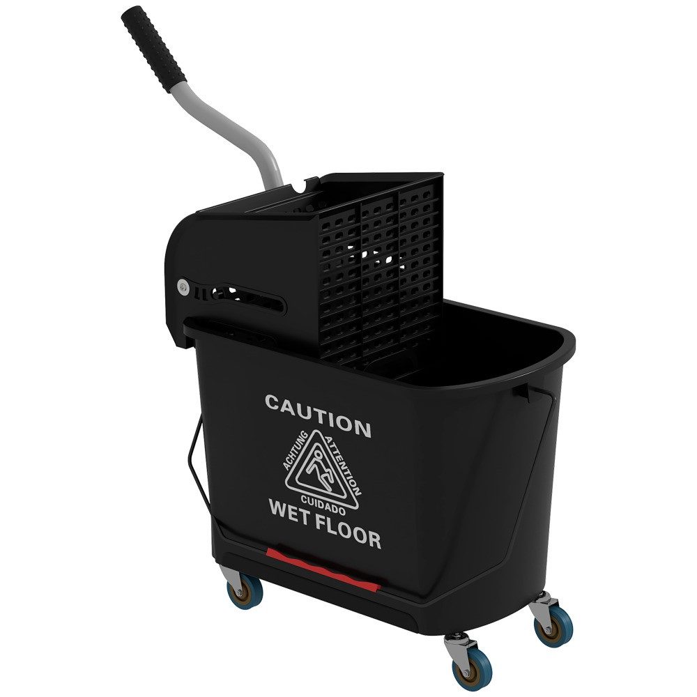 MIBODE Putzwagen 20L Putzwagen mit Presse 2 Kammern Schwarz