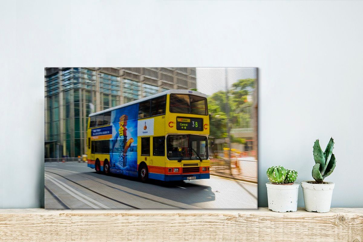 Leinwandbilder, St), Leinwandbild (1 Wanddeko, OneMillionCanvasses® Hongkong, Aufhängefertig, cm 30x20 Ein in Wandbild Bus bunter